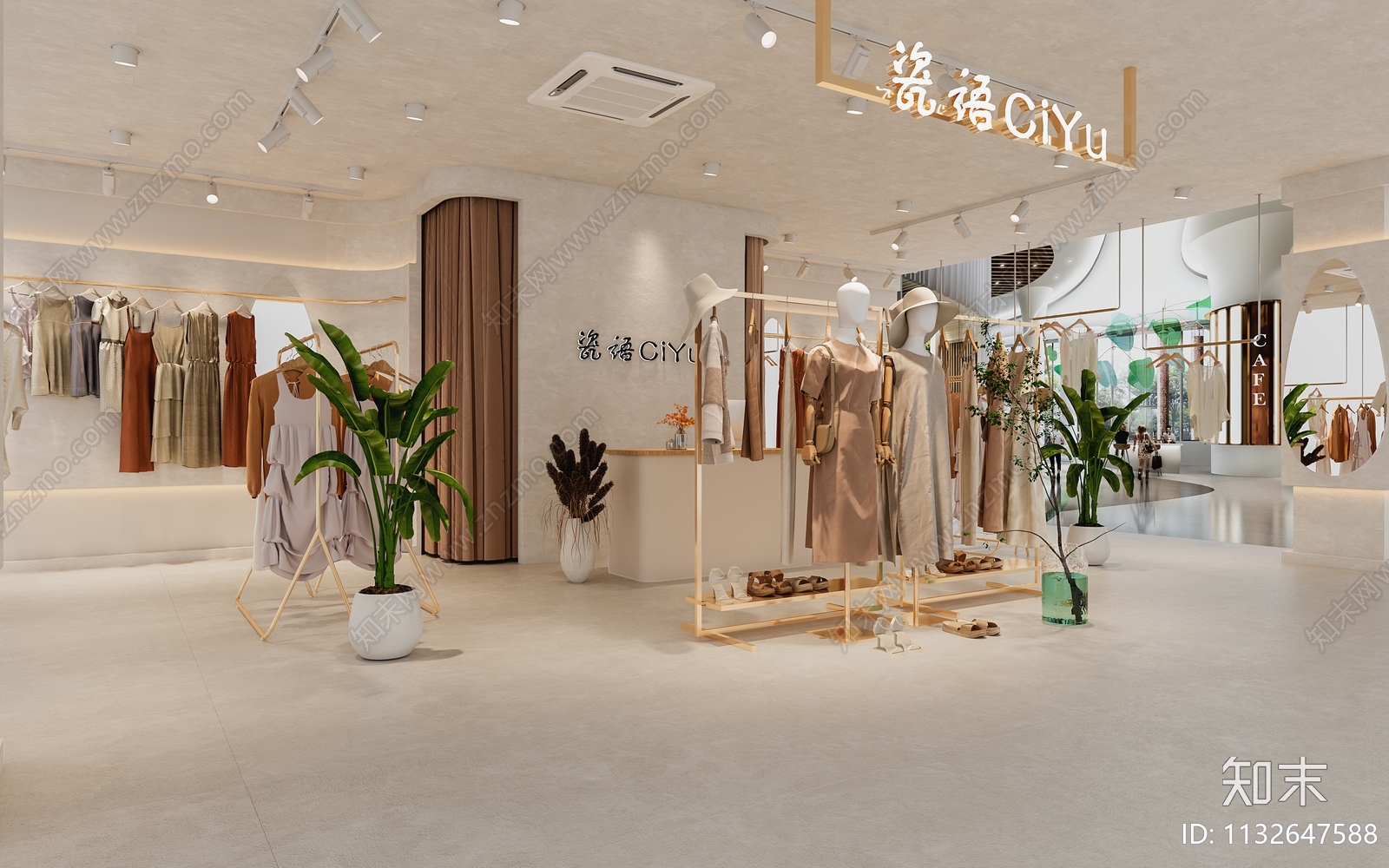 侘寂服装鞋店3D模型下载【ID:1132647588】