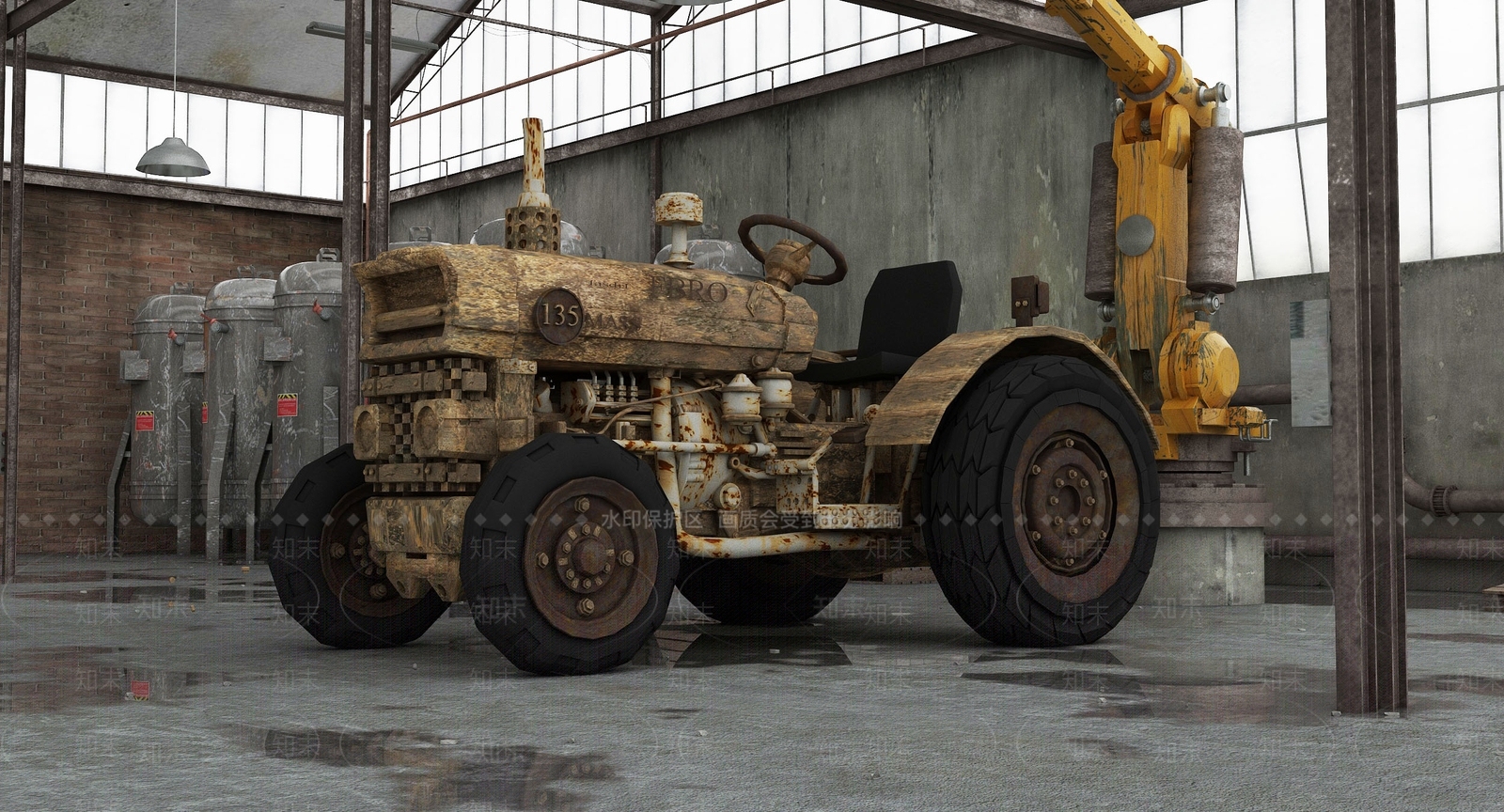 报废拖拉机3D模型下载【ID:1132682130】