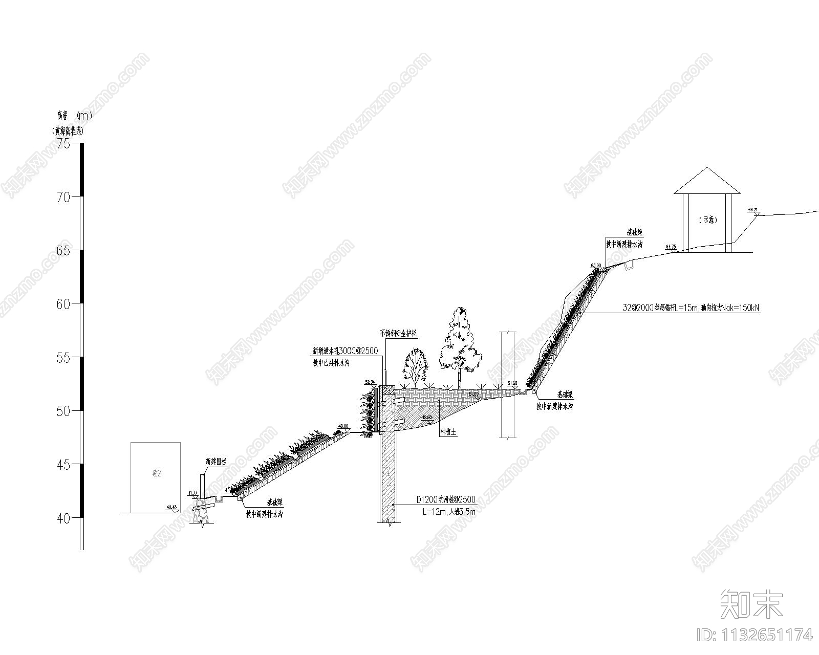 航城街道九围社区公园边坡cad施工图下载【ID:1132651174】