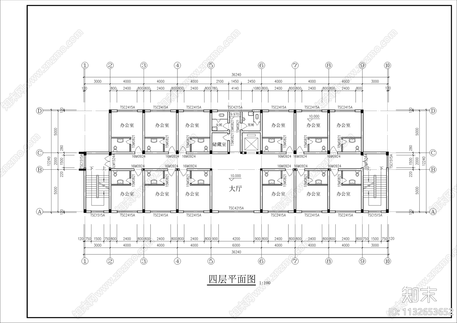 厂区办公楼建筑全套cad施工图下载【ID:1132653652】