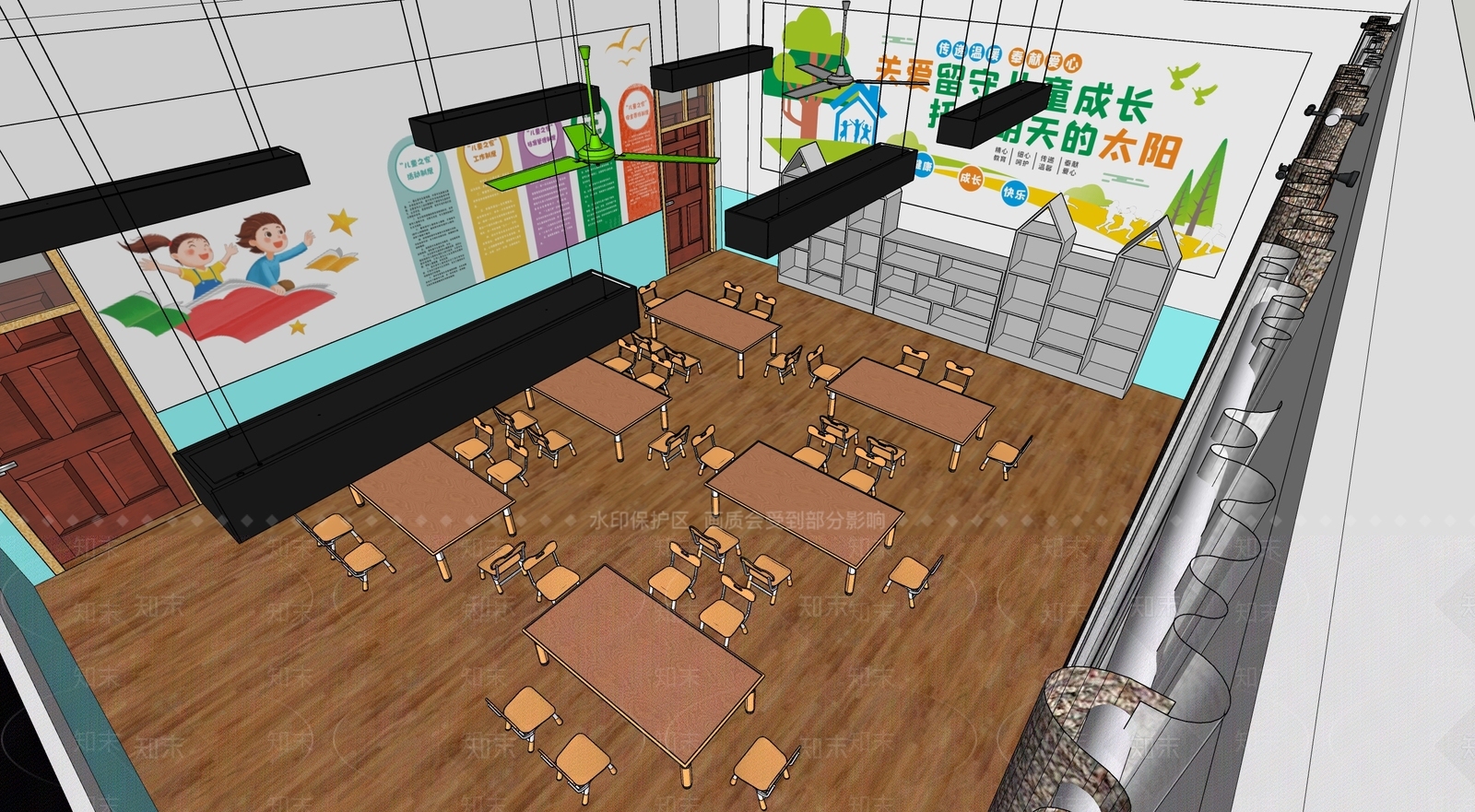 现代儿童教室SU模型下载【ID:1132654923】