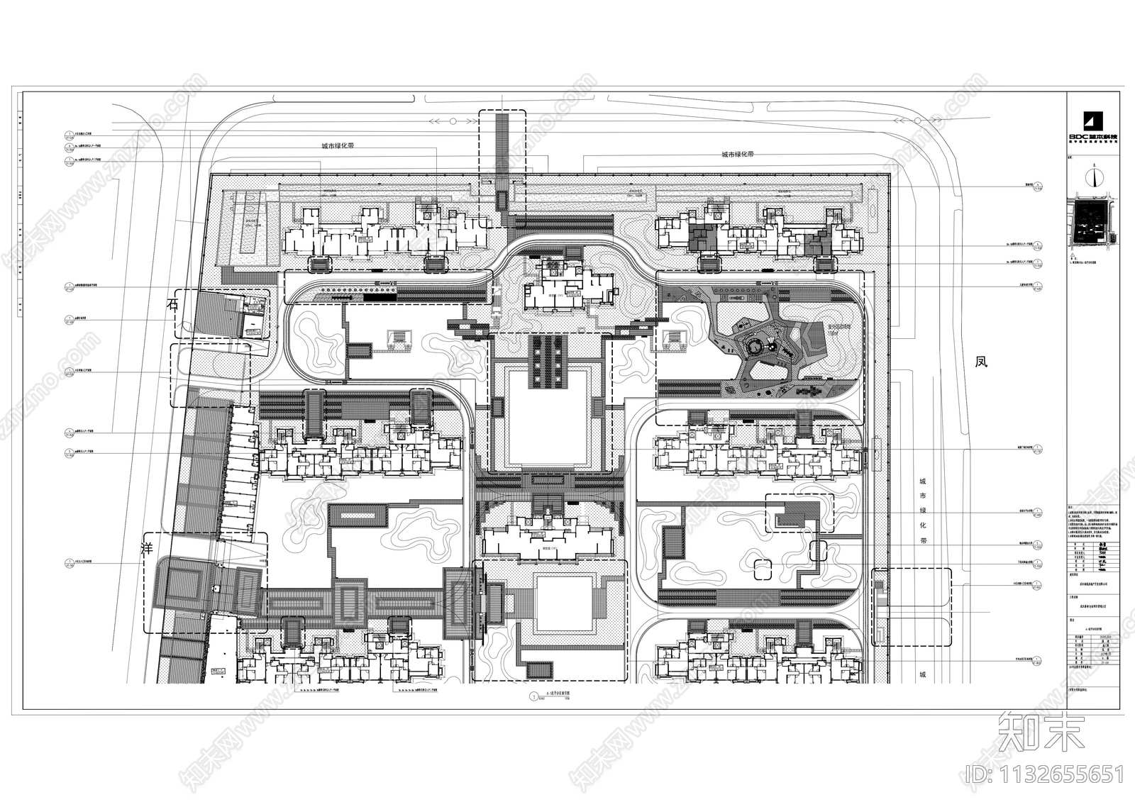 武汉蓝光雍景香榭居住区景观施工图下载【ID:1132655651】