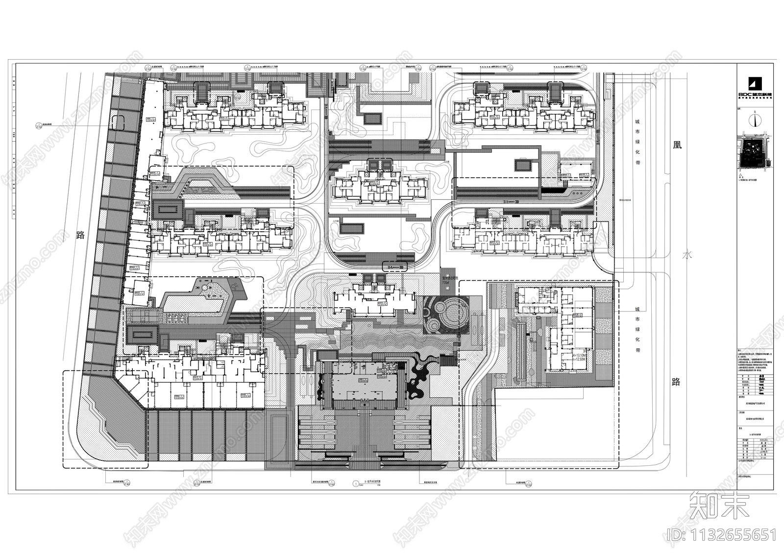 武汉蓝光雍景香榭居住区景观施工图下载【ID:1132655651】