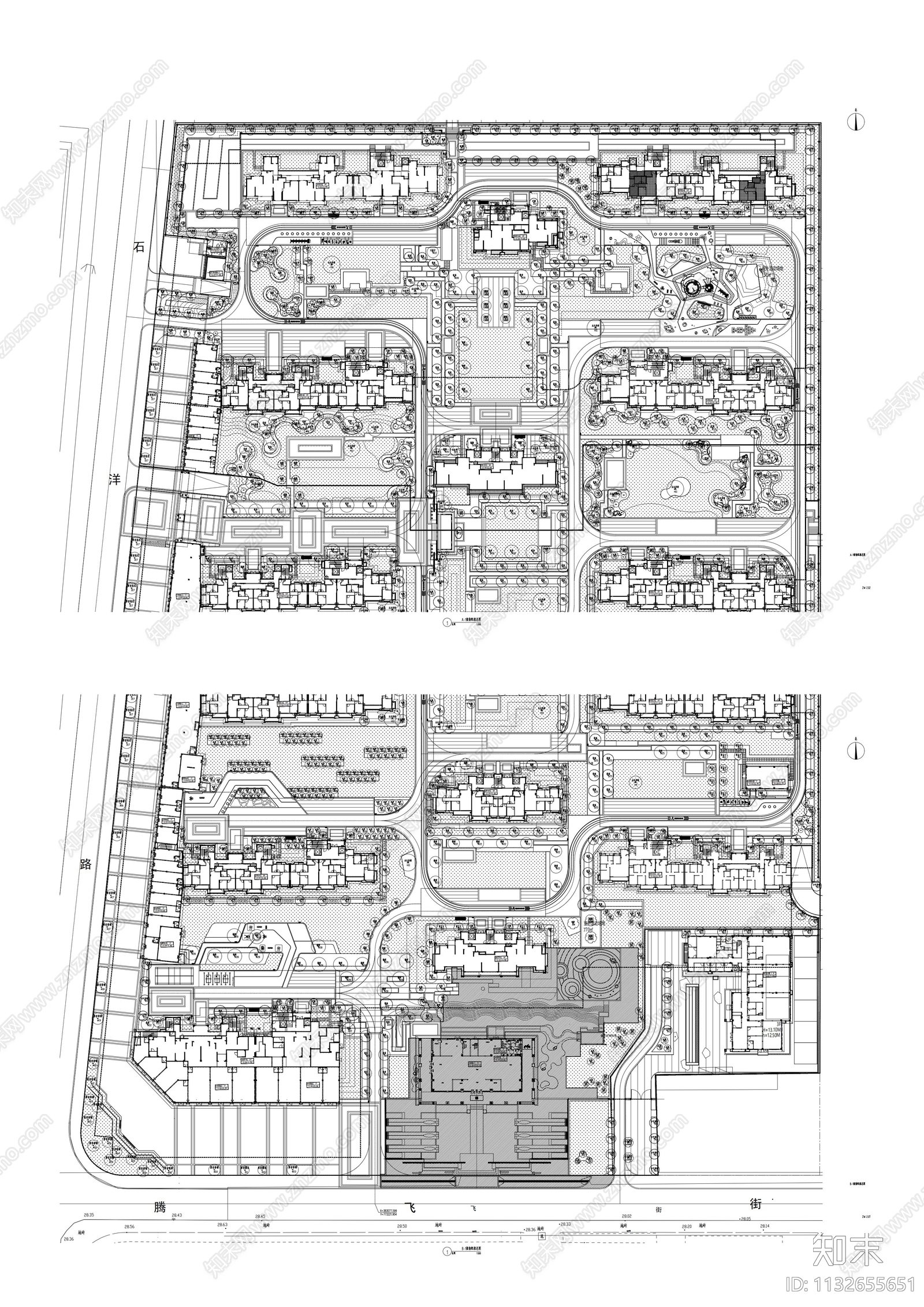 武汉蓝光雍景香榭居住区景观施工图下载【ID:1132655651】