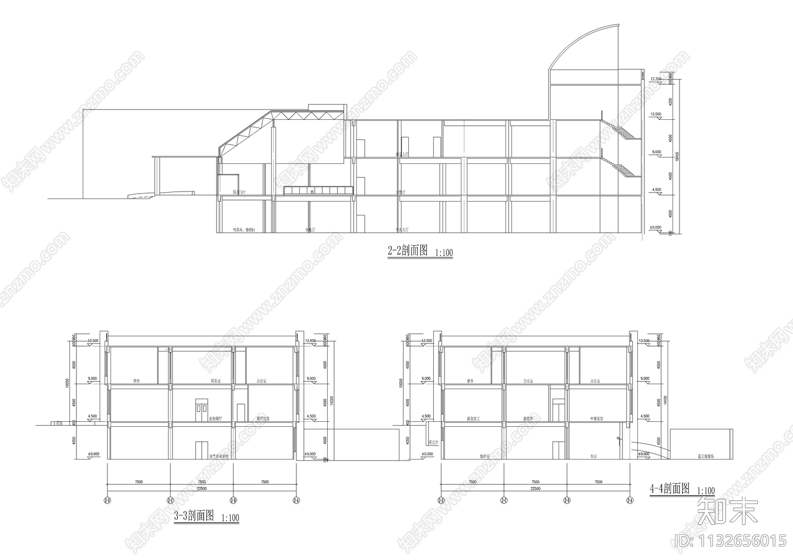 某滑雪俱乐部建筑cad施工图下载【ID:1132656015】