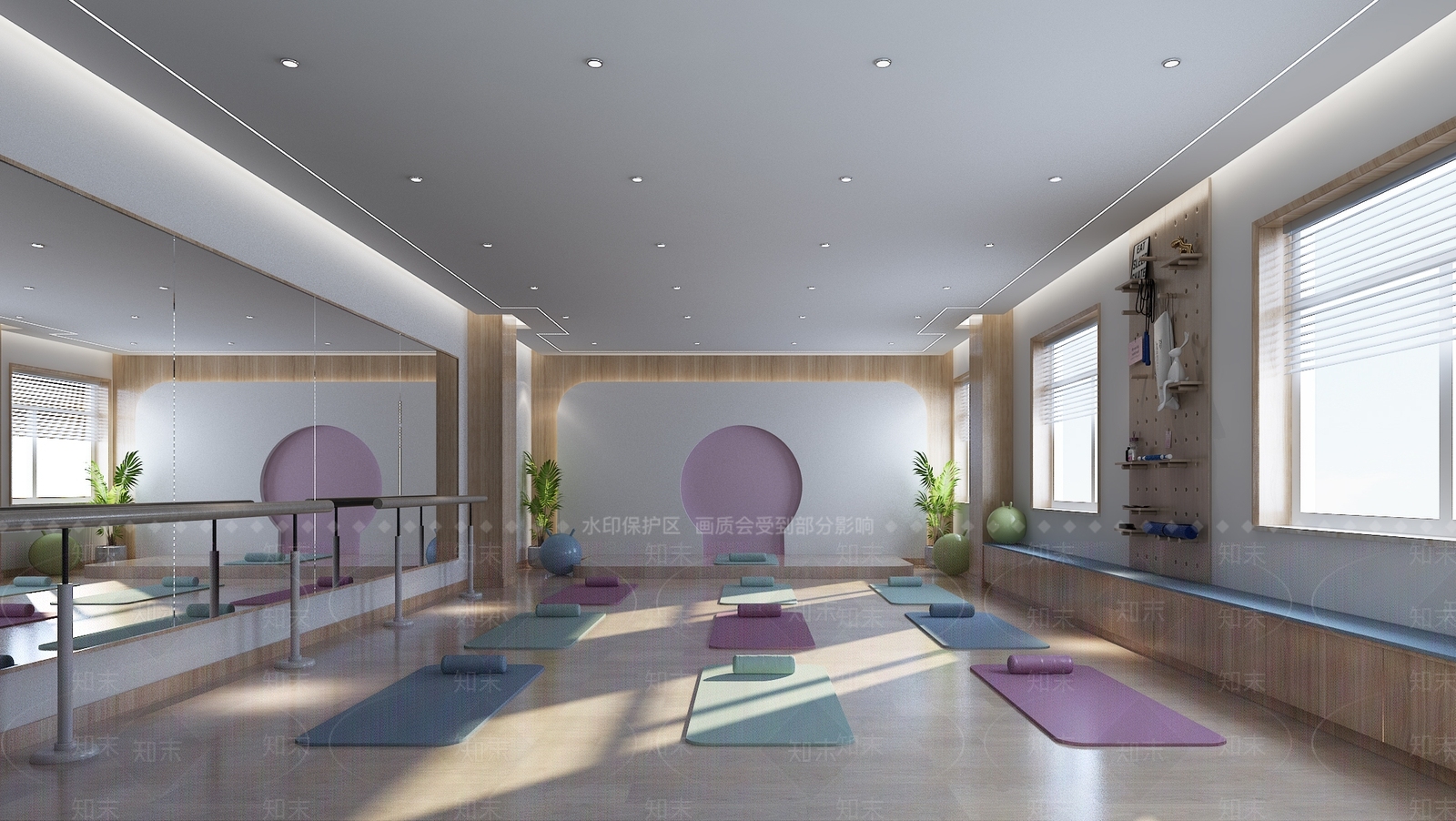 现代瑜伽课堂3D模型下载【ID:1132656500】