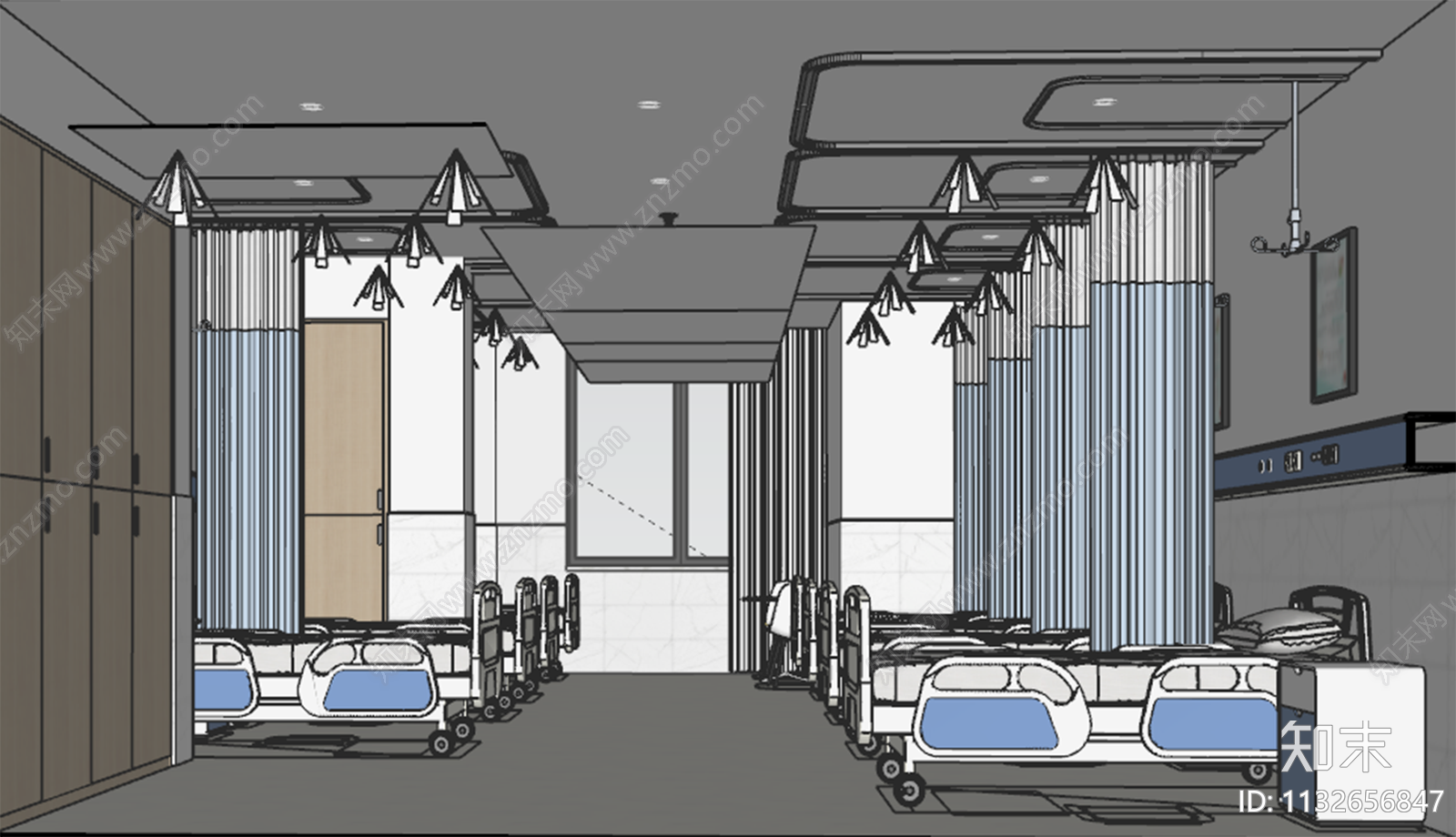 现代简约医院病房SU模型下载【ID:1132656847】