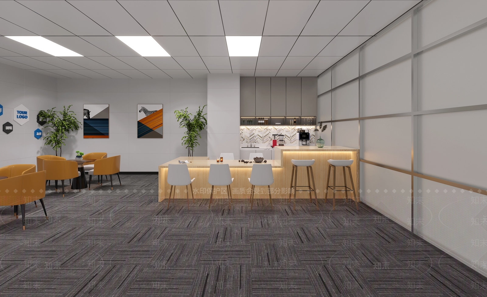 现代办公茶水间3D模型下载【ID:1132659455】