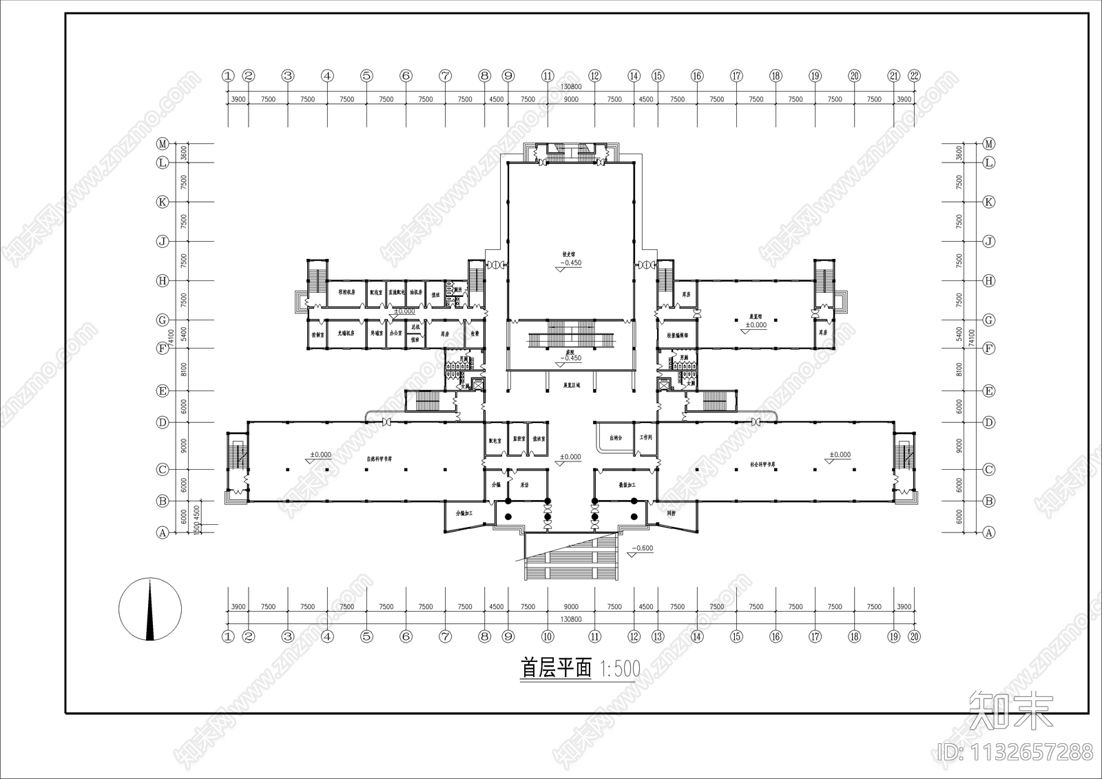 大学图书馆建筑cad施工图下载【ID:1132657288】