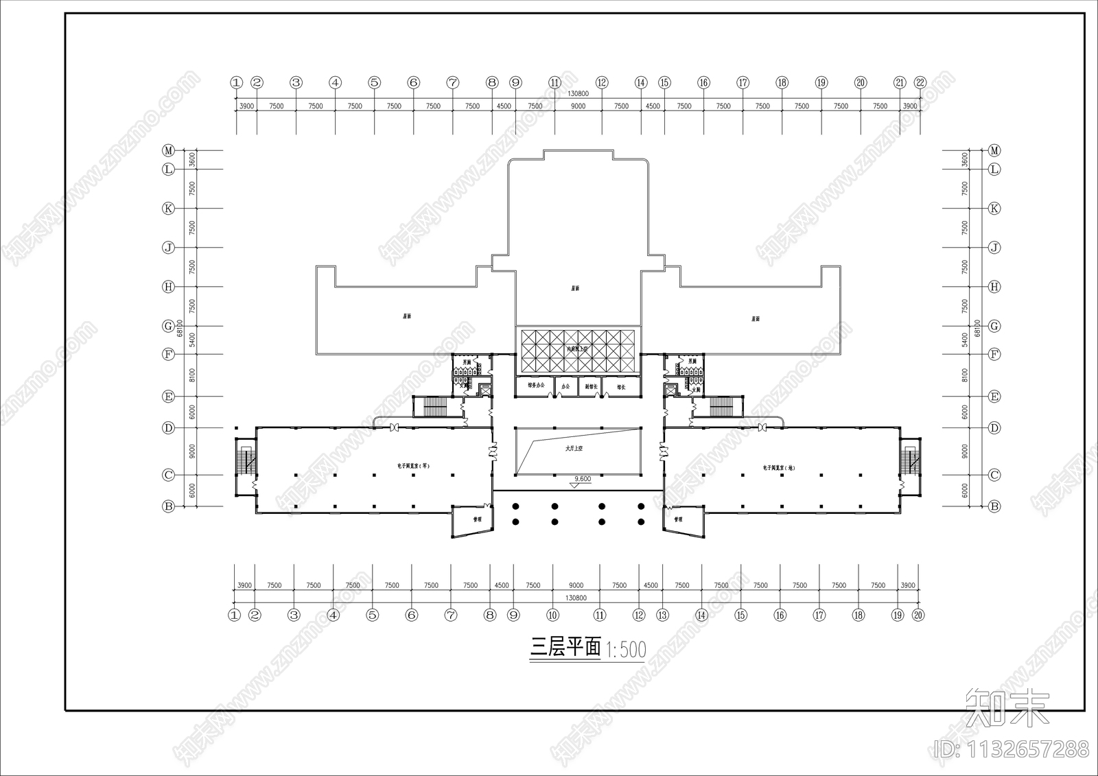 大学图书馆建筑cad施工图下载【ID:1132657288】