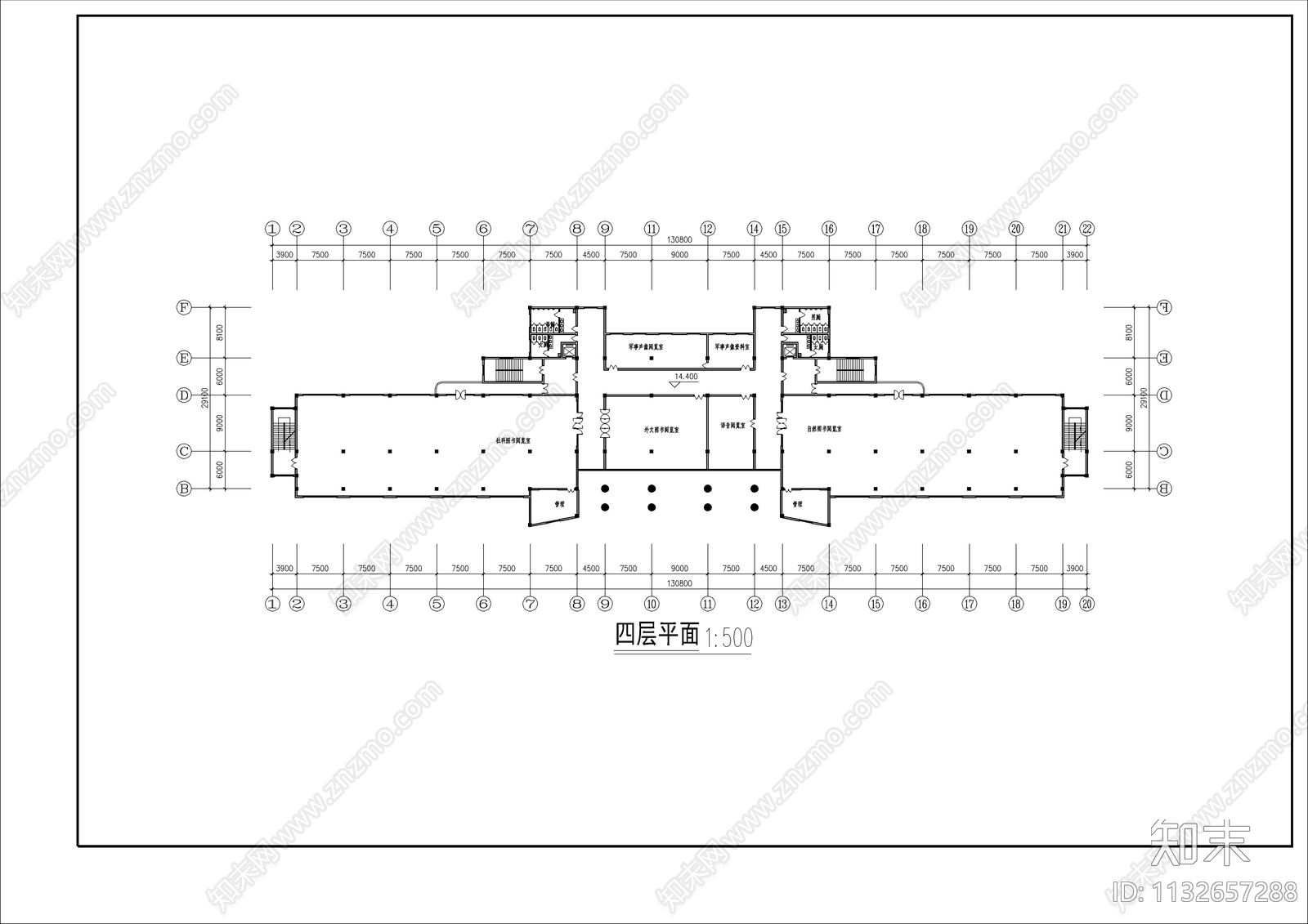 大学图书馆建筑cad施工图下载【ID:1132657288】