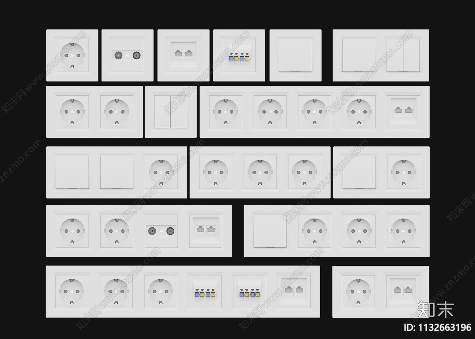 插座3D模型下载【ID:1132663196】