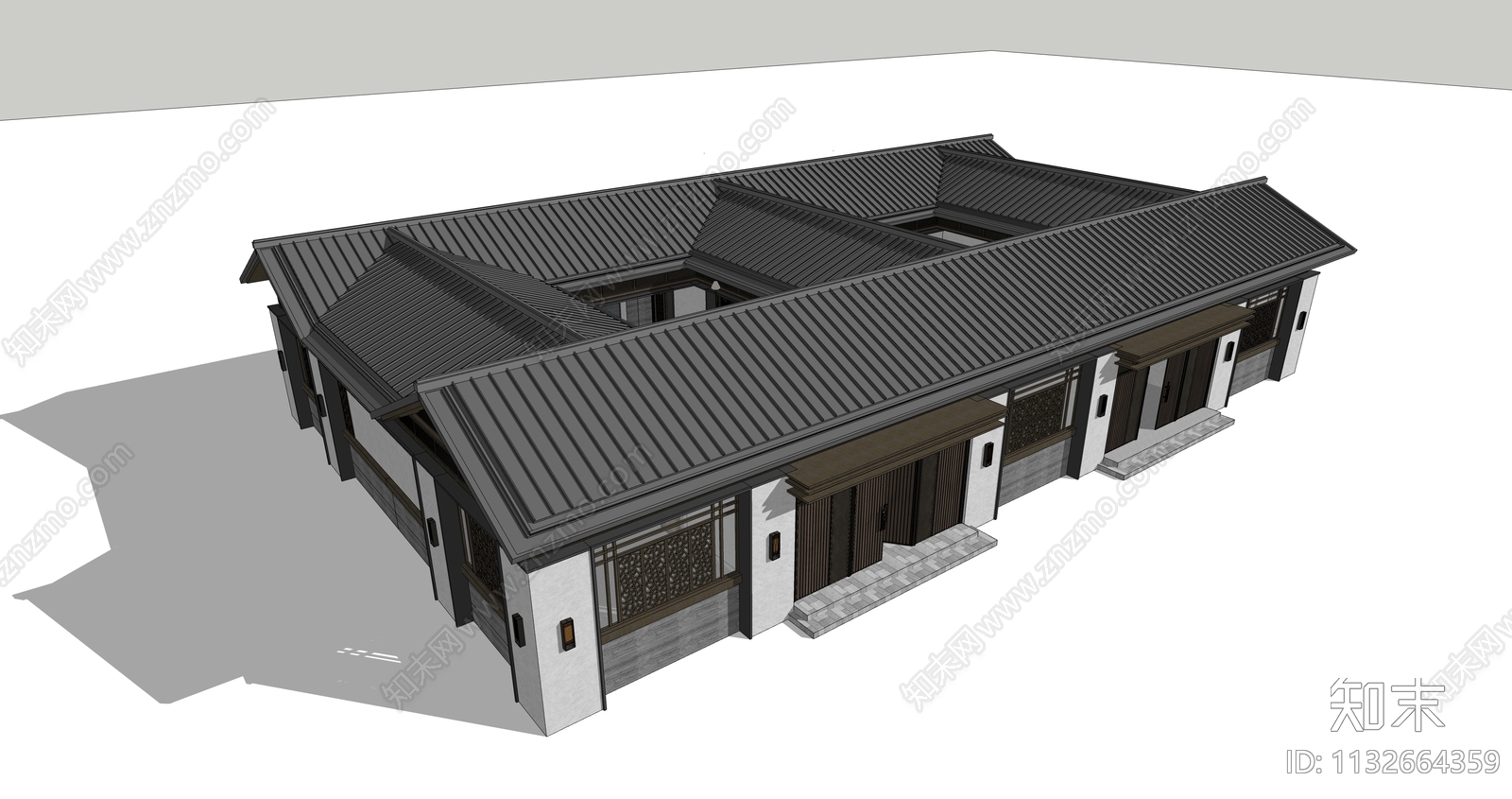 新中式四合院SU模型下载【ID:1132664359】