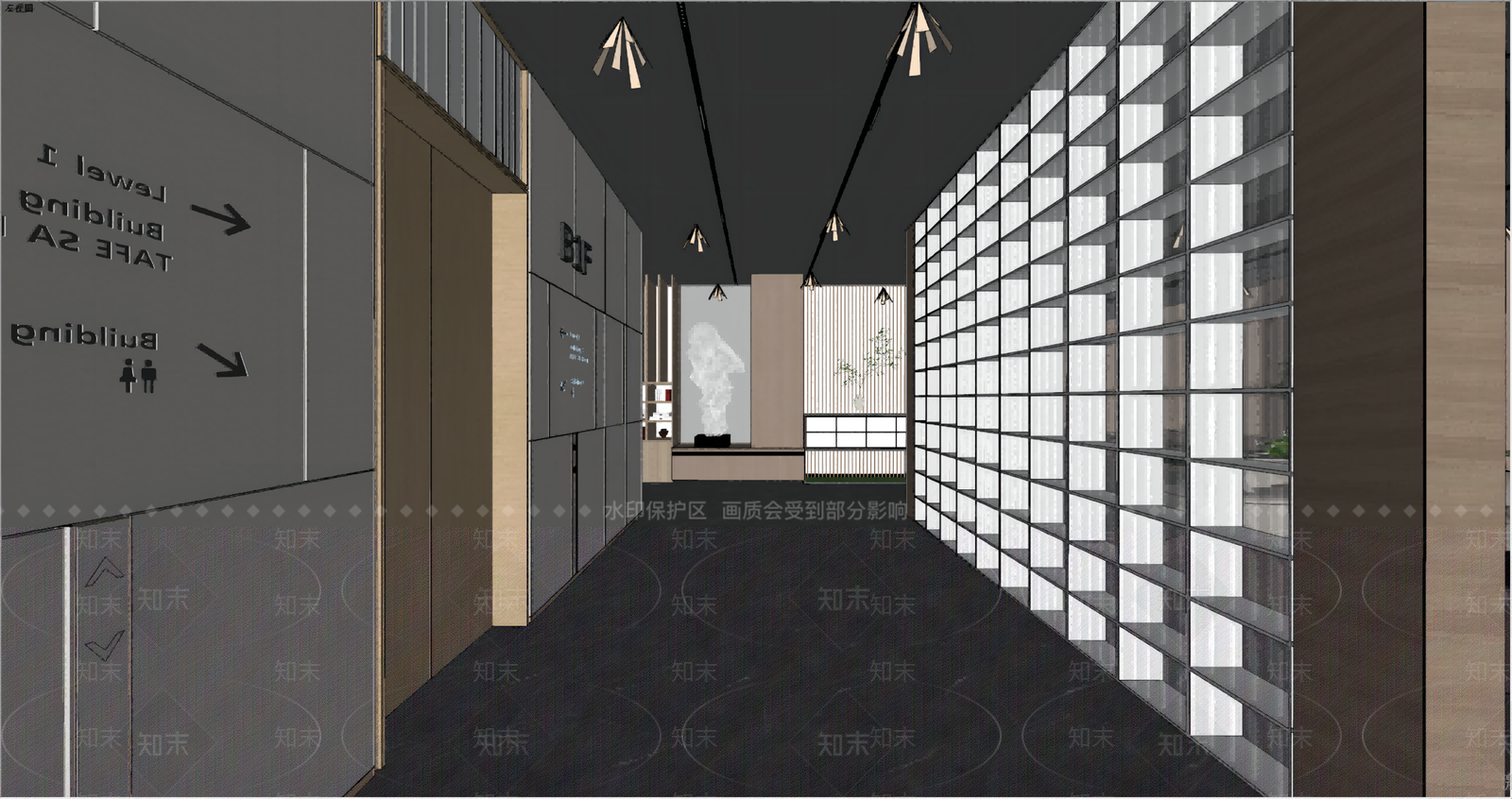 现代走廊休息区SU模型下载【ID:1132664575】