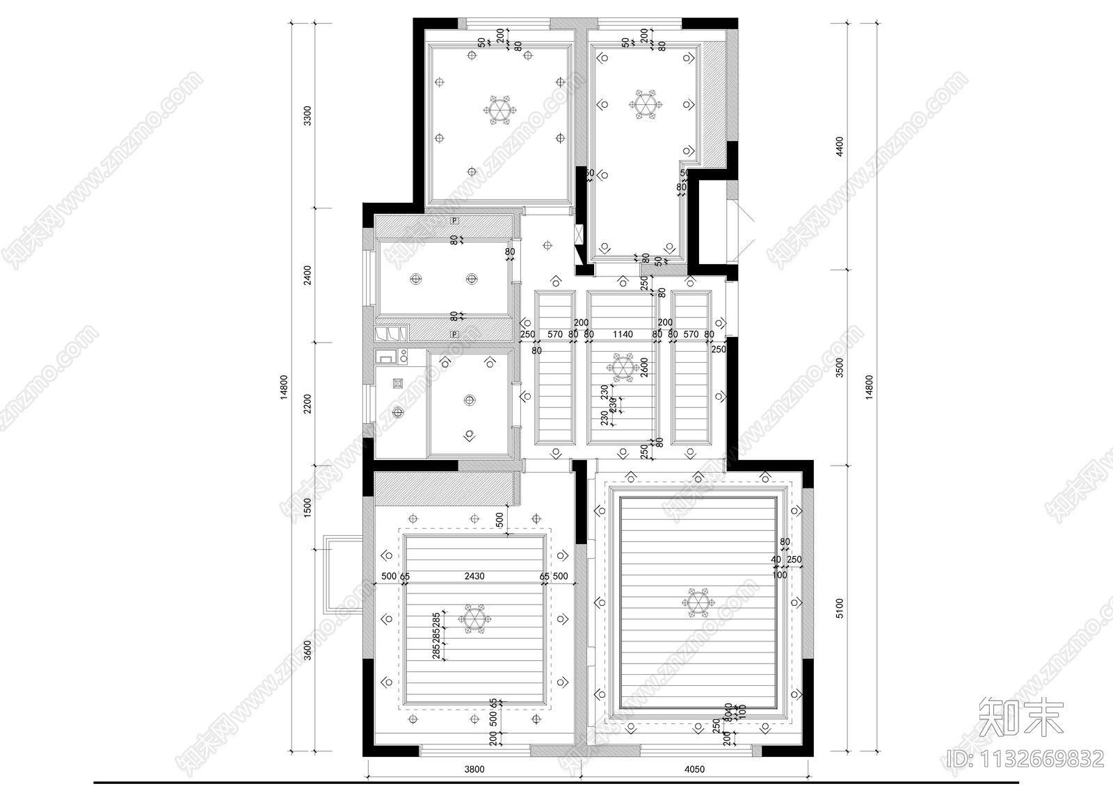 地中海平层样板房全套cad施工图下载【ID:1132669832】