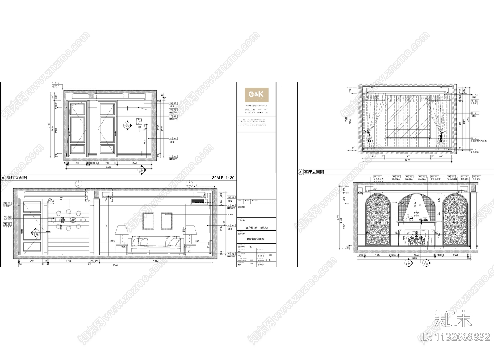 地中海平层样板房全套cad施工图下载【ID:1132669832】