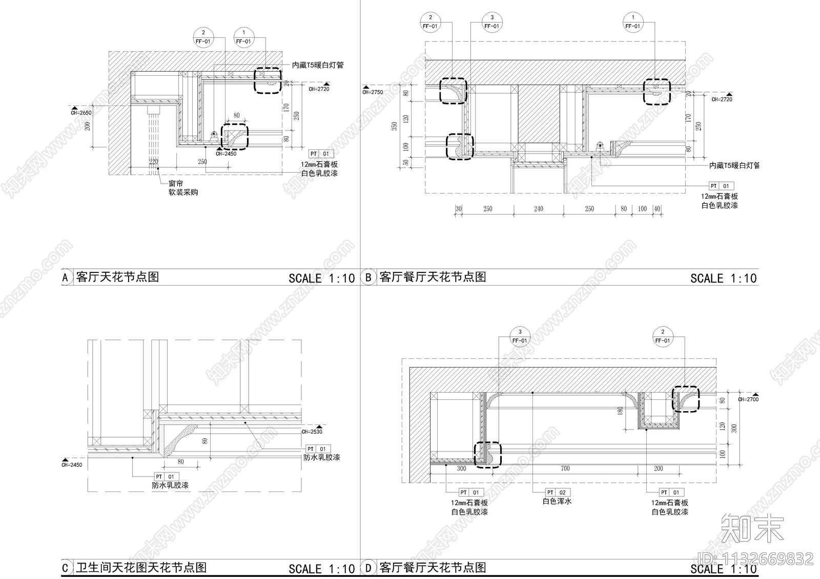 地中海平层样板房全套cad施工图下载【ID:1132669832】