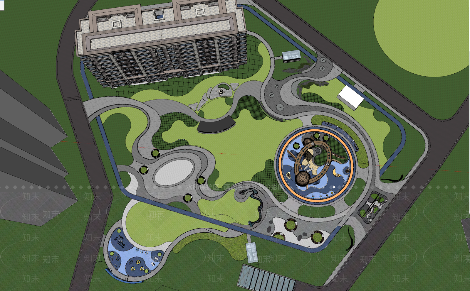 现代景观公园SU模型下载【ID:1132679563】