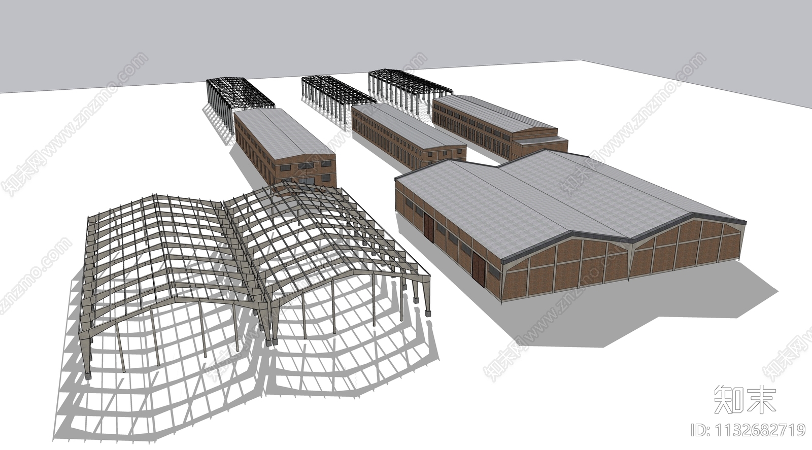 现代旧厂房SU模型下载【ID:1132682719】