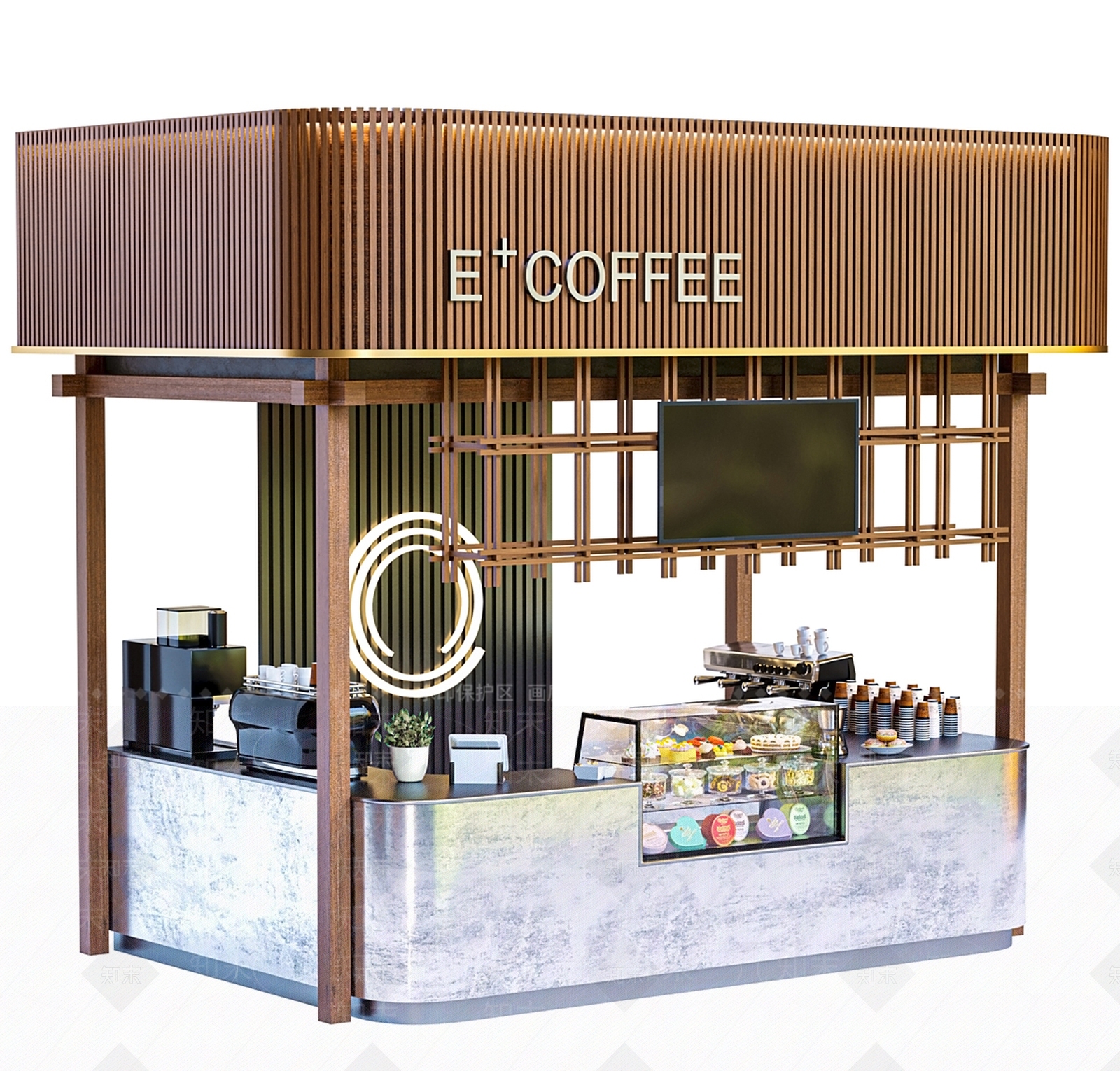 现代咖啡店吧台3D模型下载【ID:1132684406】