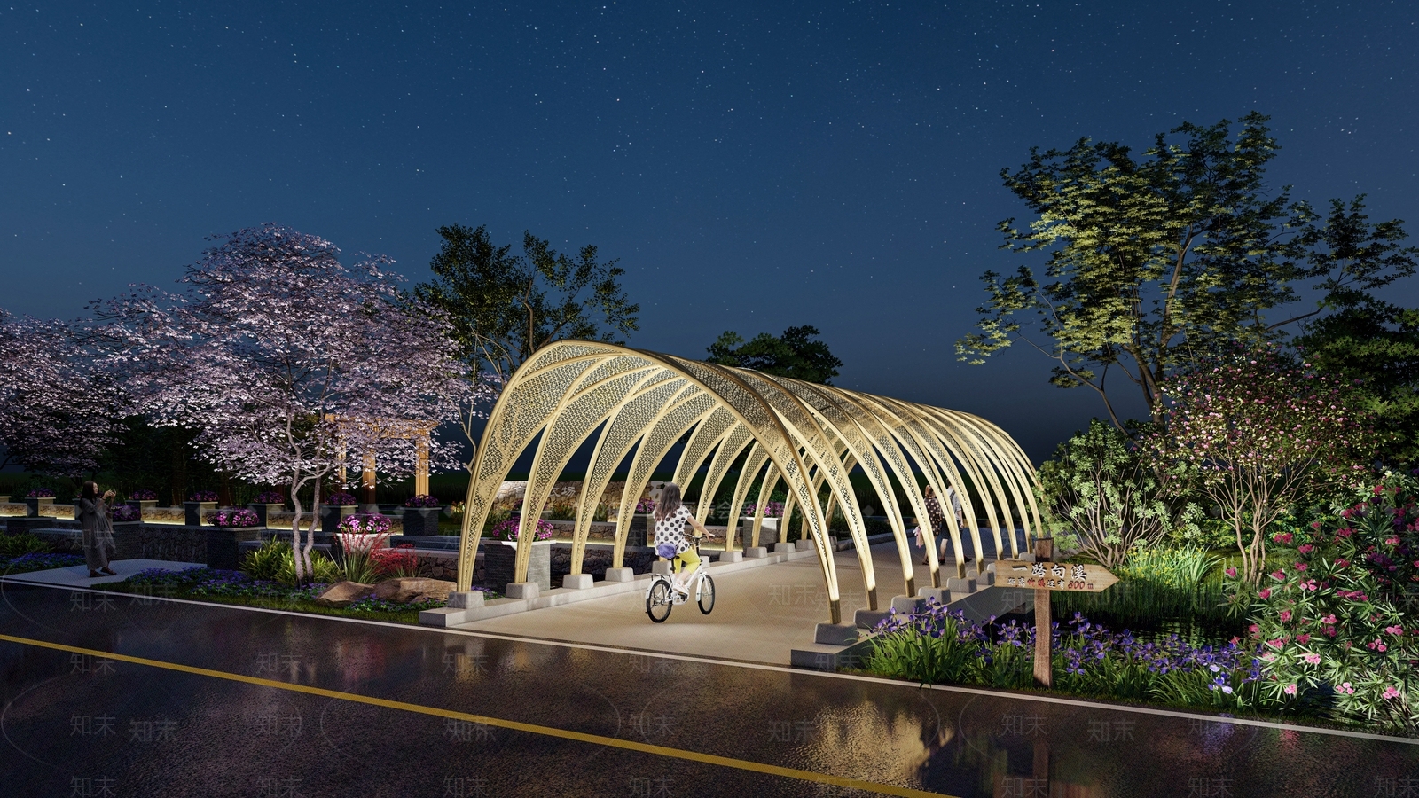 现代竹编廊桥SU模型下载【ID:1132824926】