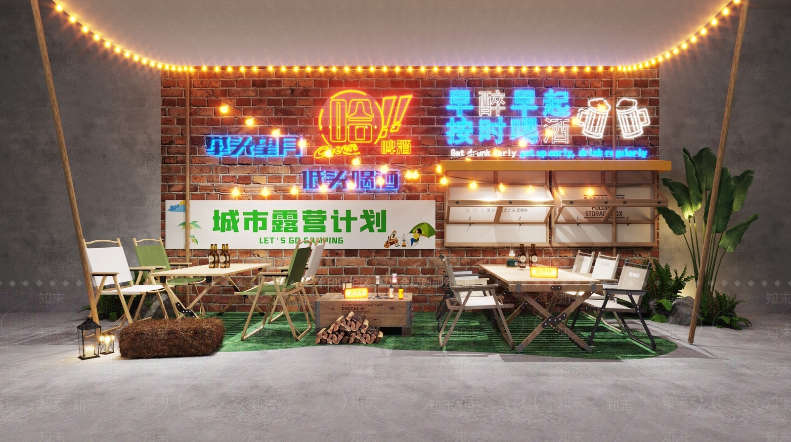 现代露营风烧烤店3D模型下载【ID:1132687598】