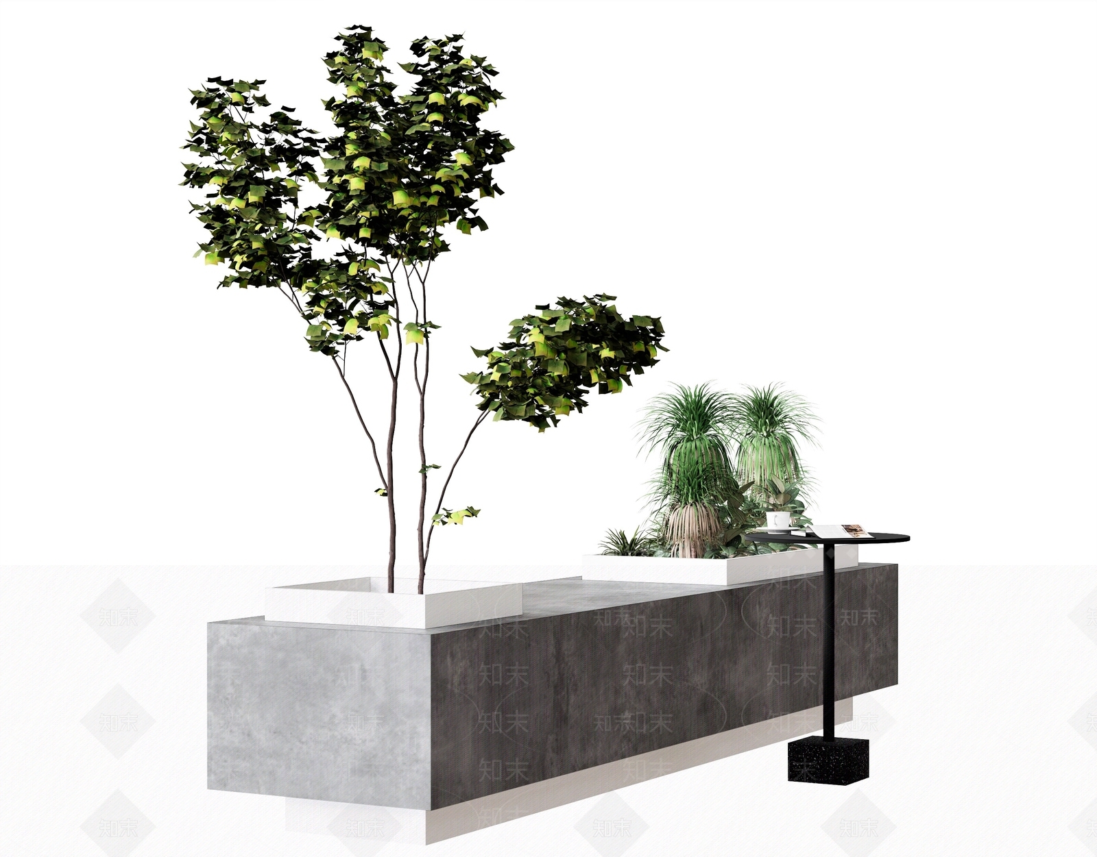 现代户外石材景观座椅SU模型下载【ID:1132693165】