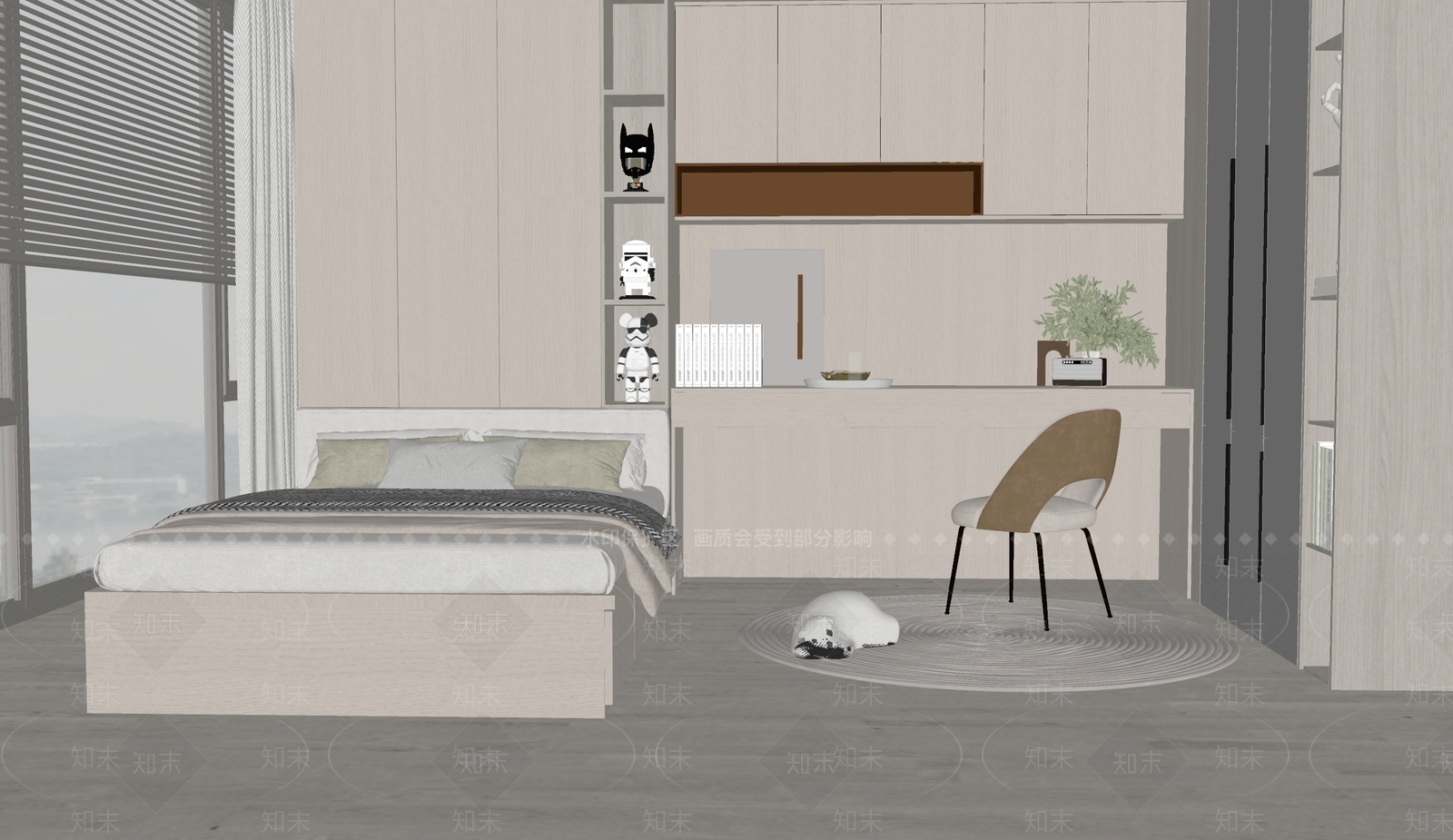 现代榻榻米卧室SU模型下载【ID:1132697511】