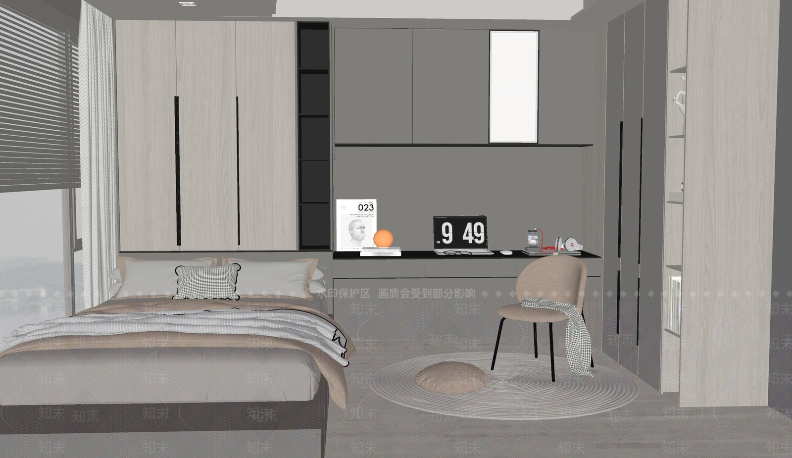 现代榻榻米卧室SU模型下载【ID:1132697584】