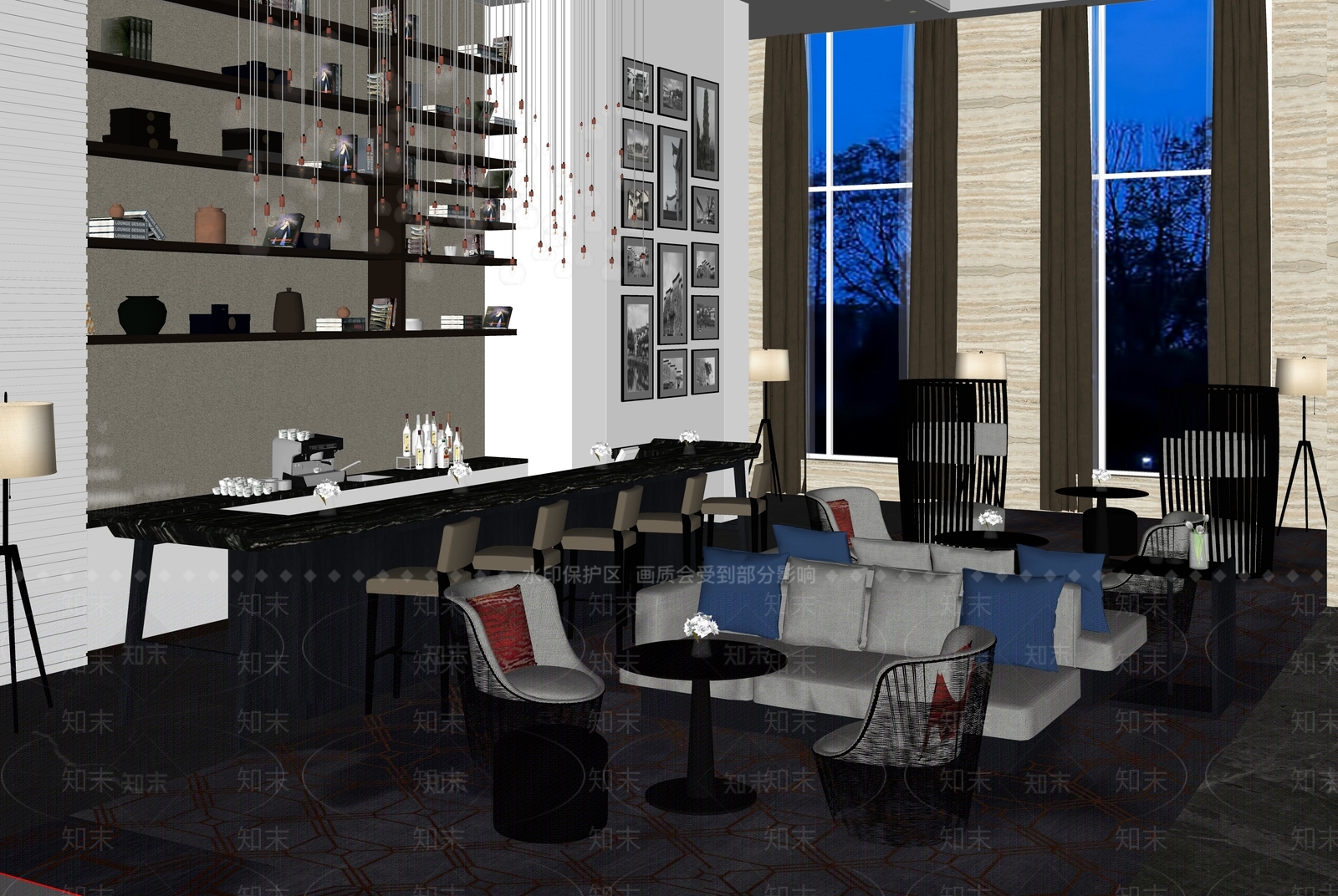 现代酒店大堂SU模型下载【ID:1132699263】