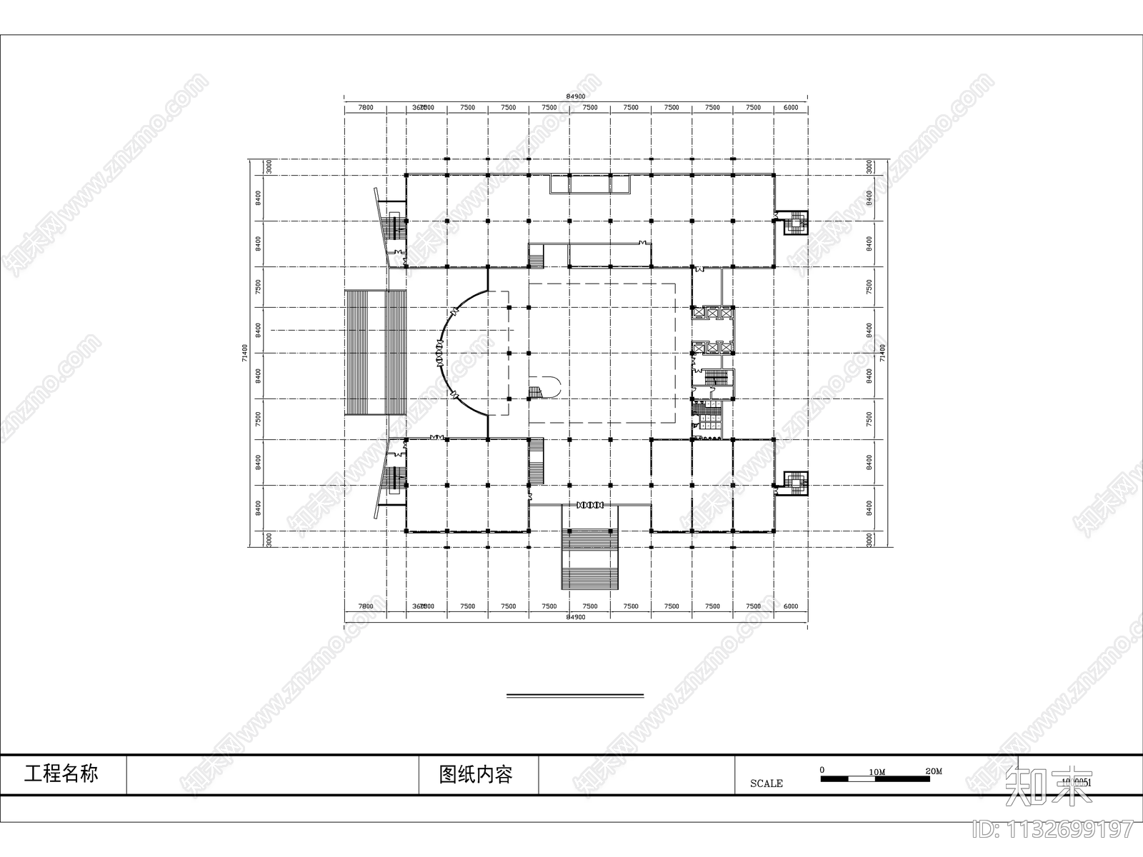 安徽财贸学院图书馆建筑cad施工图下载【ID:1132699197】