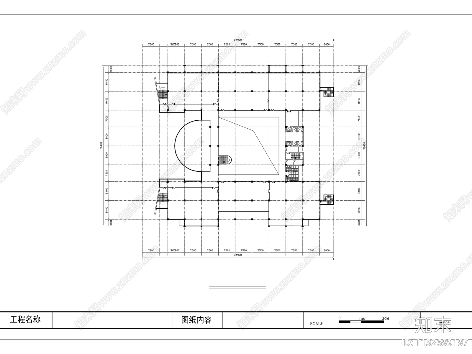 安徽财贸学院图书馆建筑cad施工图下载【ID:1132699197】