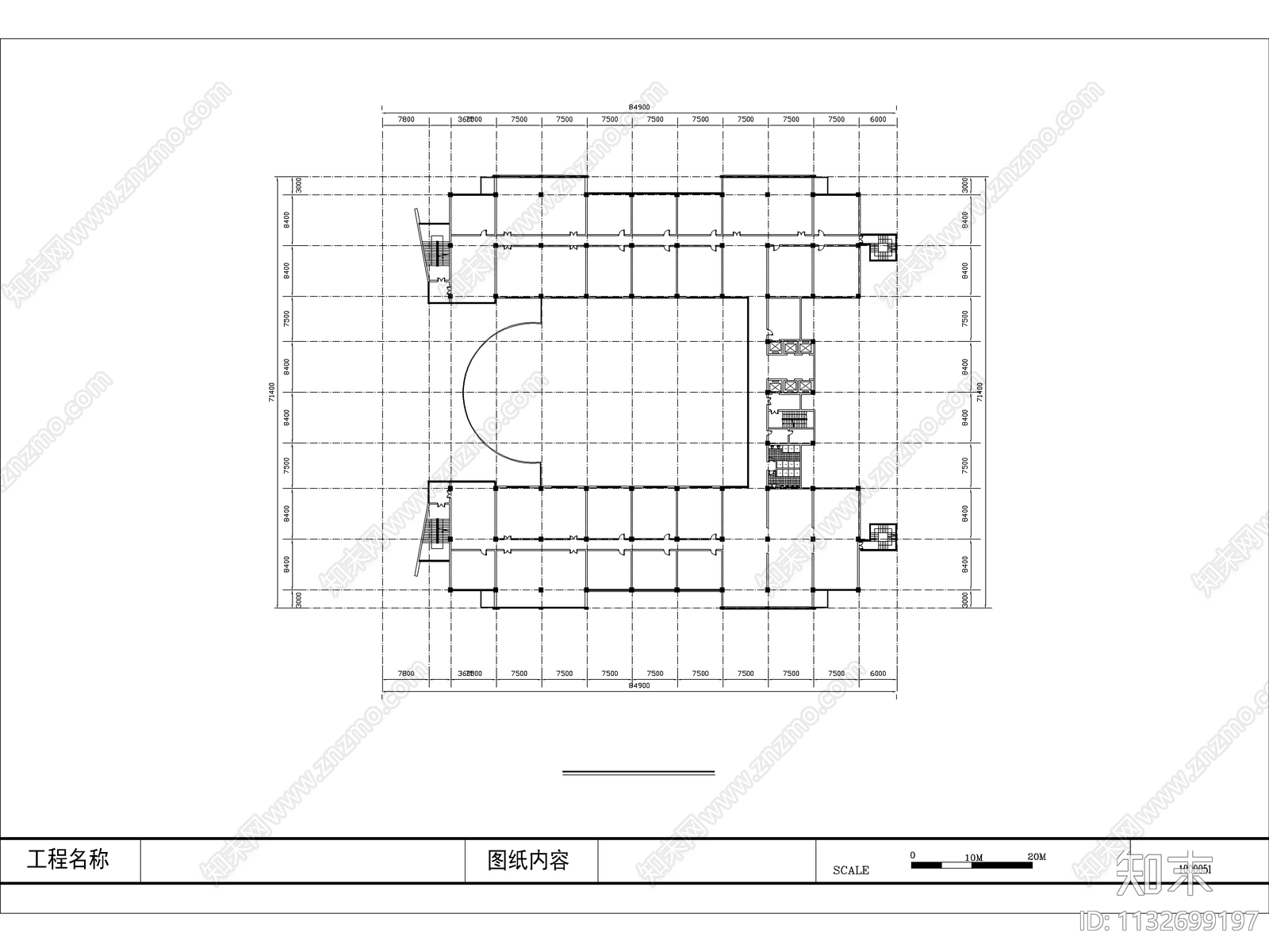 安徽财贸学院图书馆建筑cad施工图下载【ID:1132699197】