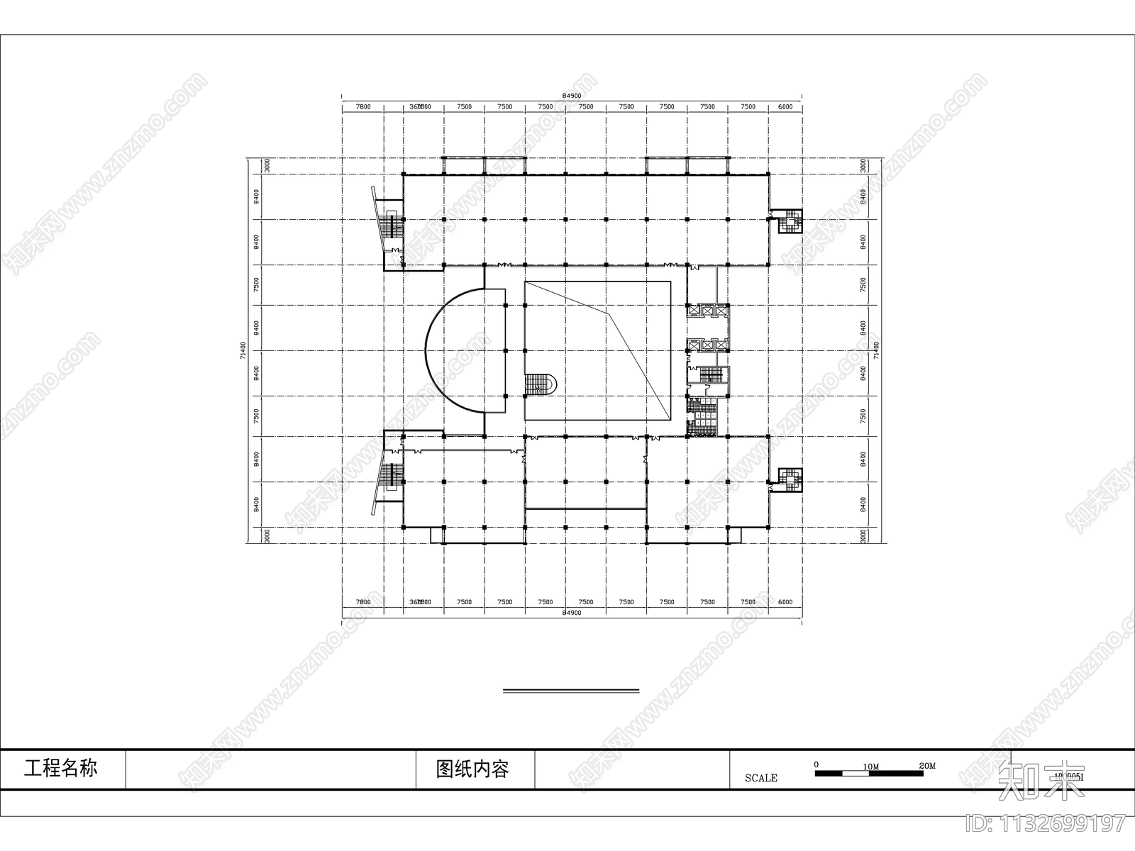 安徽财贸学院图书馆建筑cad施工图下载【ID:1132699197】