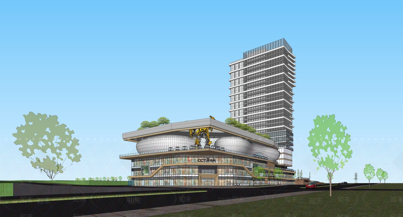 商场建筑SU模型精品下载_SketchUp模型_知末网