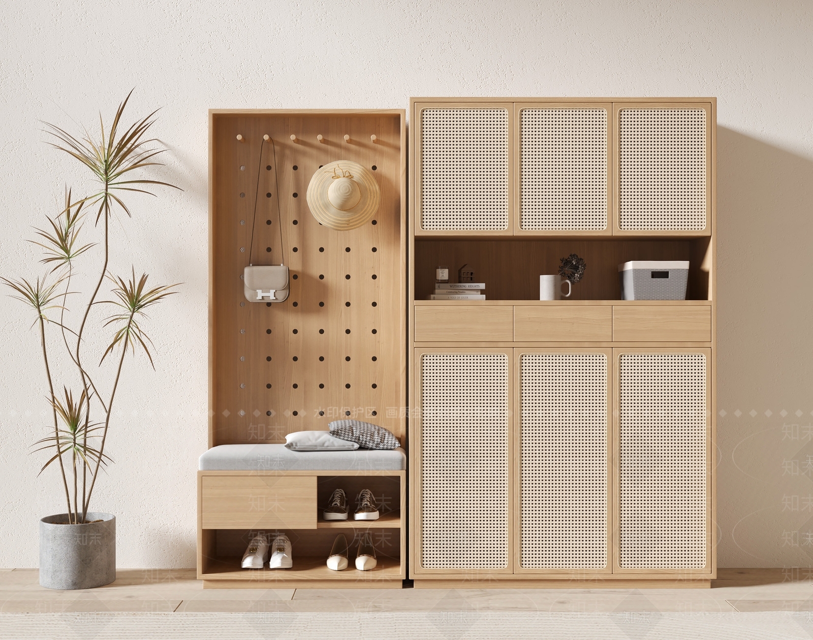 北欧鞋柜3D模型下载【ID:1132700983】