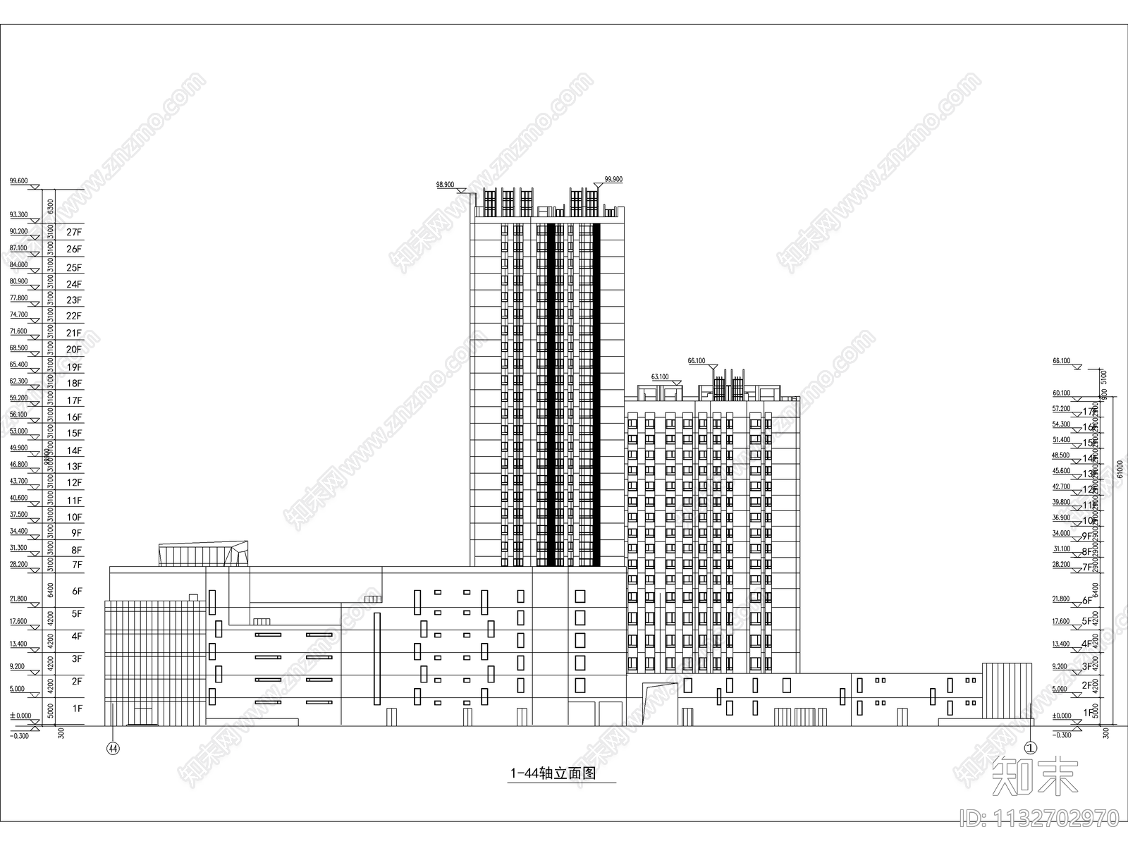 新都会商业综合体建筑cad施工图下载【ID:1132702970】