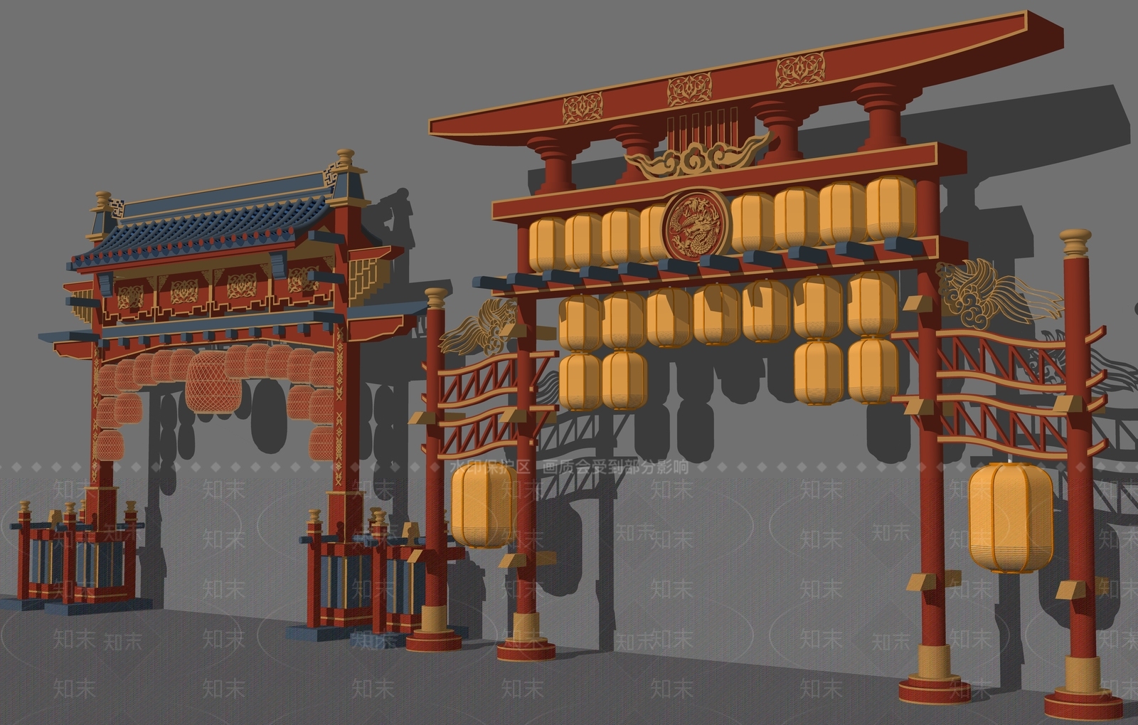 新中式古建牌坊SU模型下载【ID:1132703723】