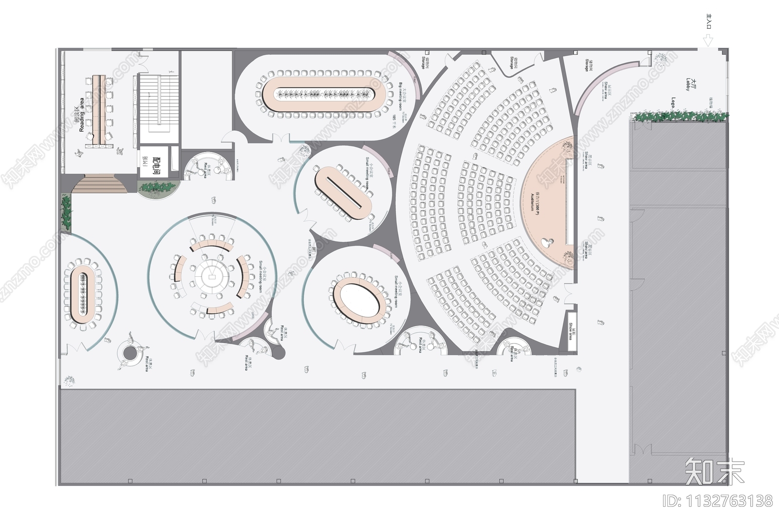 办公空间平面布置图施工图下载【ID:1132763138】