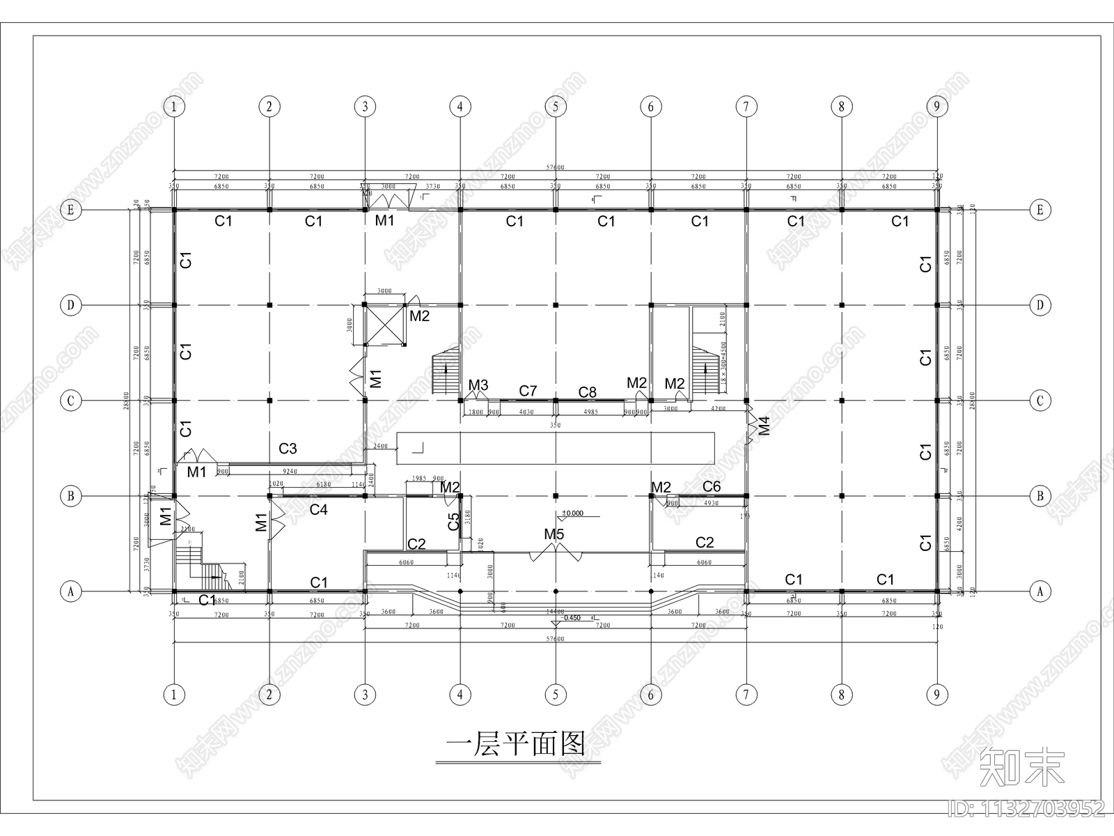 四层大学图书馆建筑cad施工图下载【ID:1132703952】