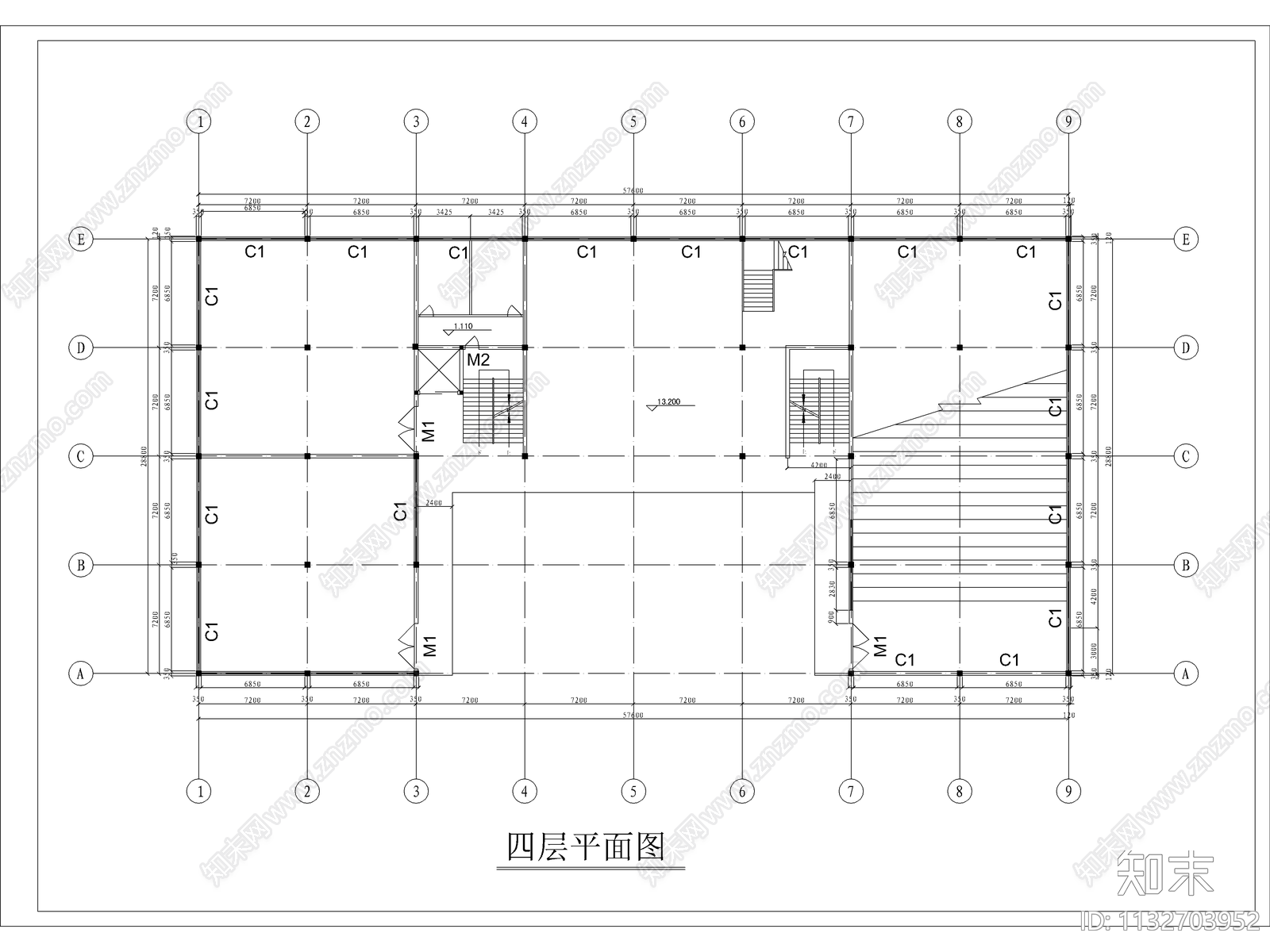 四层大学图书馆建筑cad施工图下载【ID:1132703952】