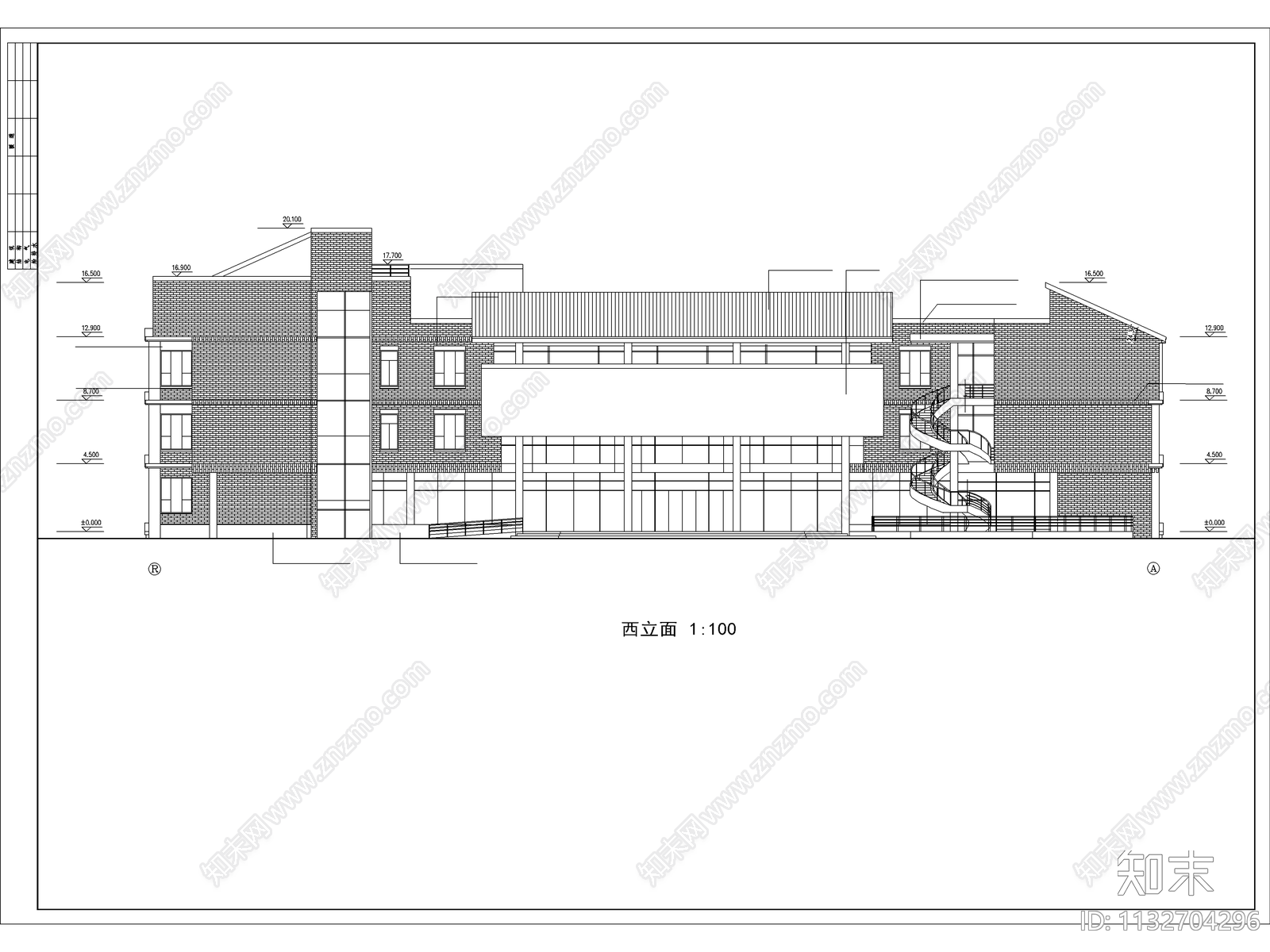 四层图书馆建筑cad施工图下载【ID:1132704296】