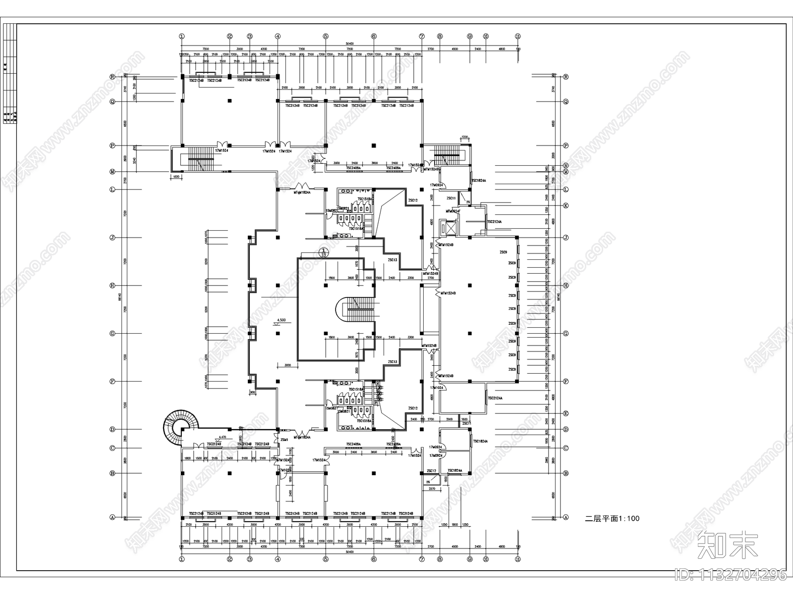 四层图书馆建筑cad施工图下载【ID:1132704296】