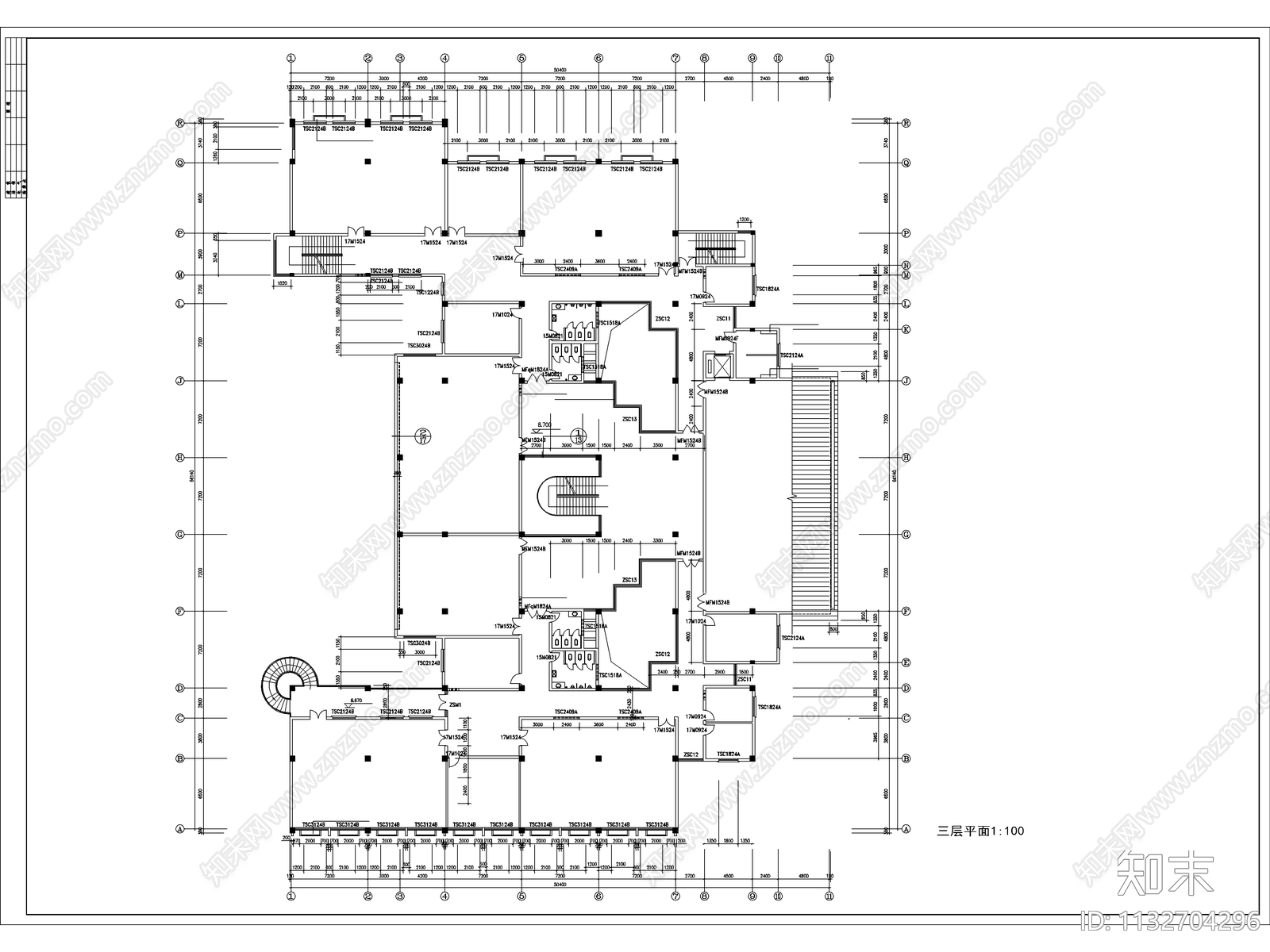 四层图书馆建筑cad施工图下载【ID:1132704296】