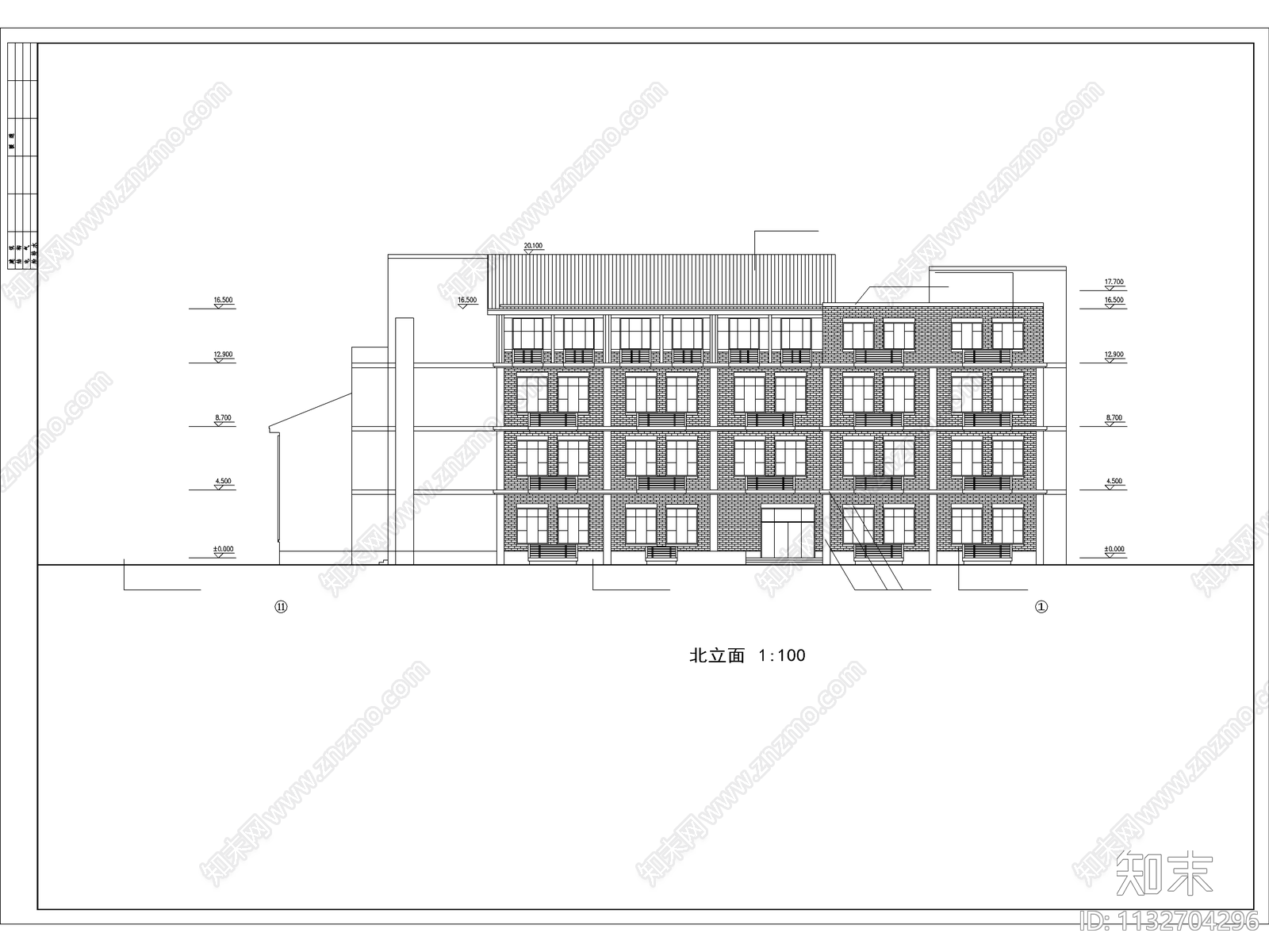 四层图书馆建筑cad施工图下载【ID:1132704296】