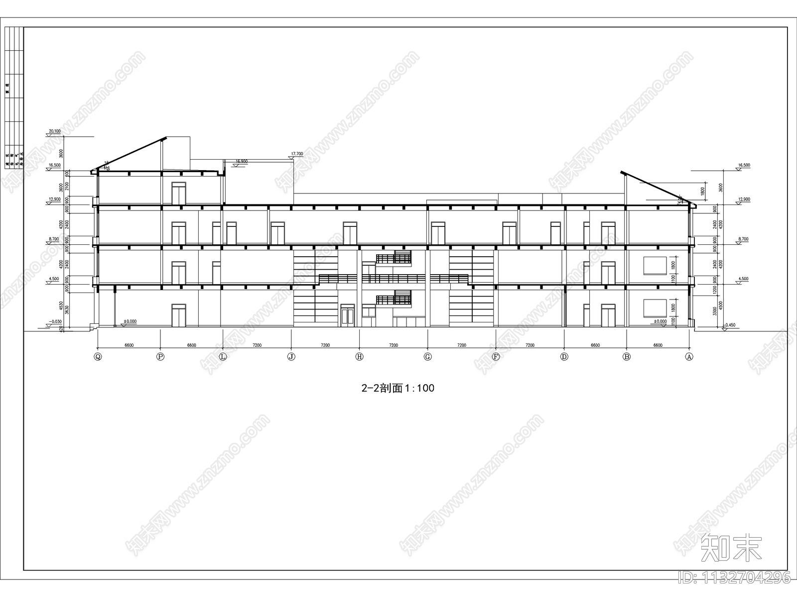 四层图书馆建筑cad施工图下载【ID:1132704296】