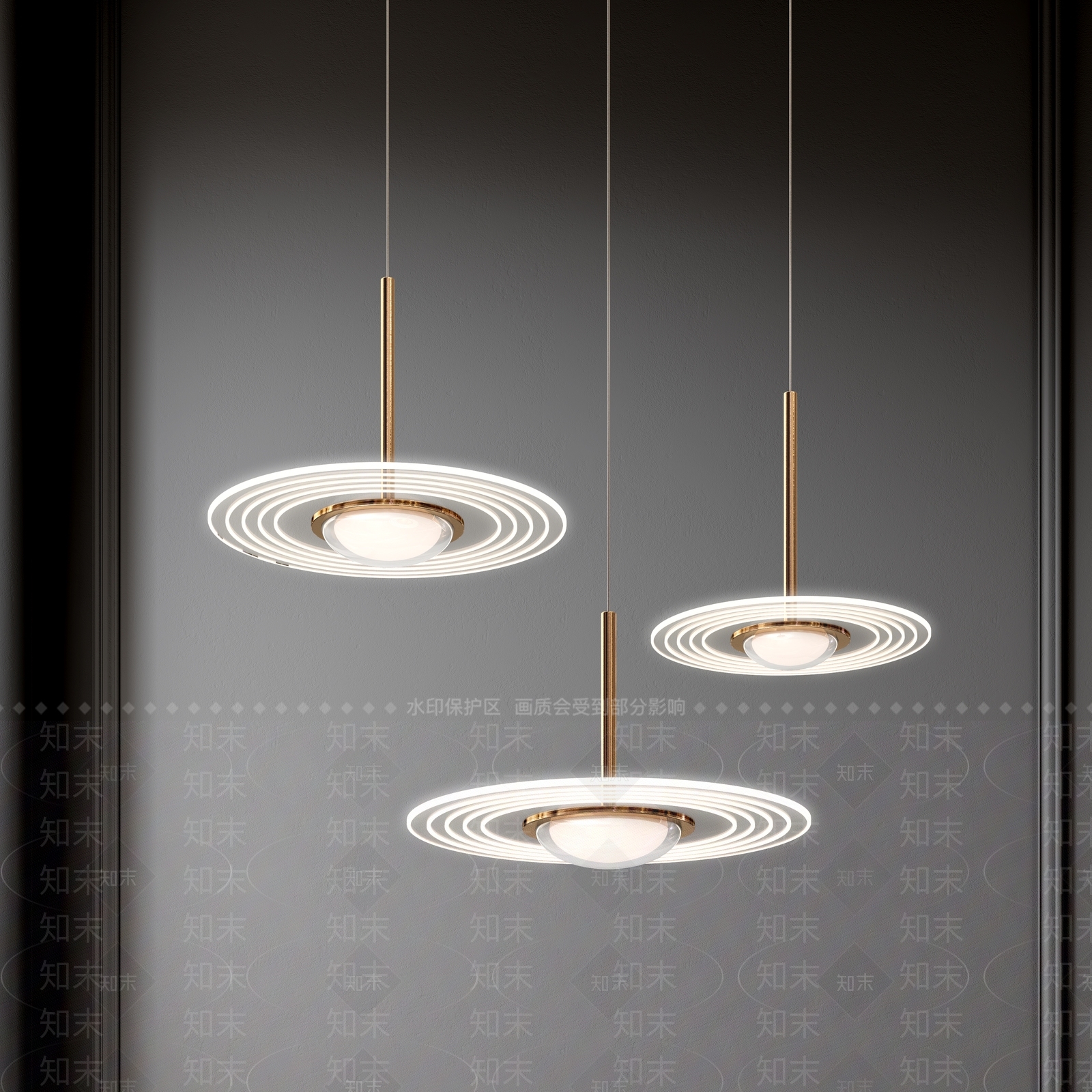 现代飞碟吊灯3D模型下载【ID:1132705053】