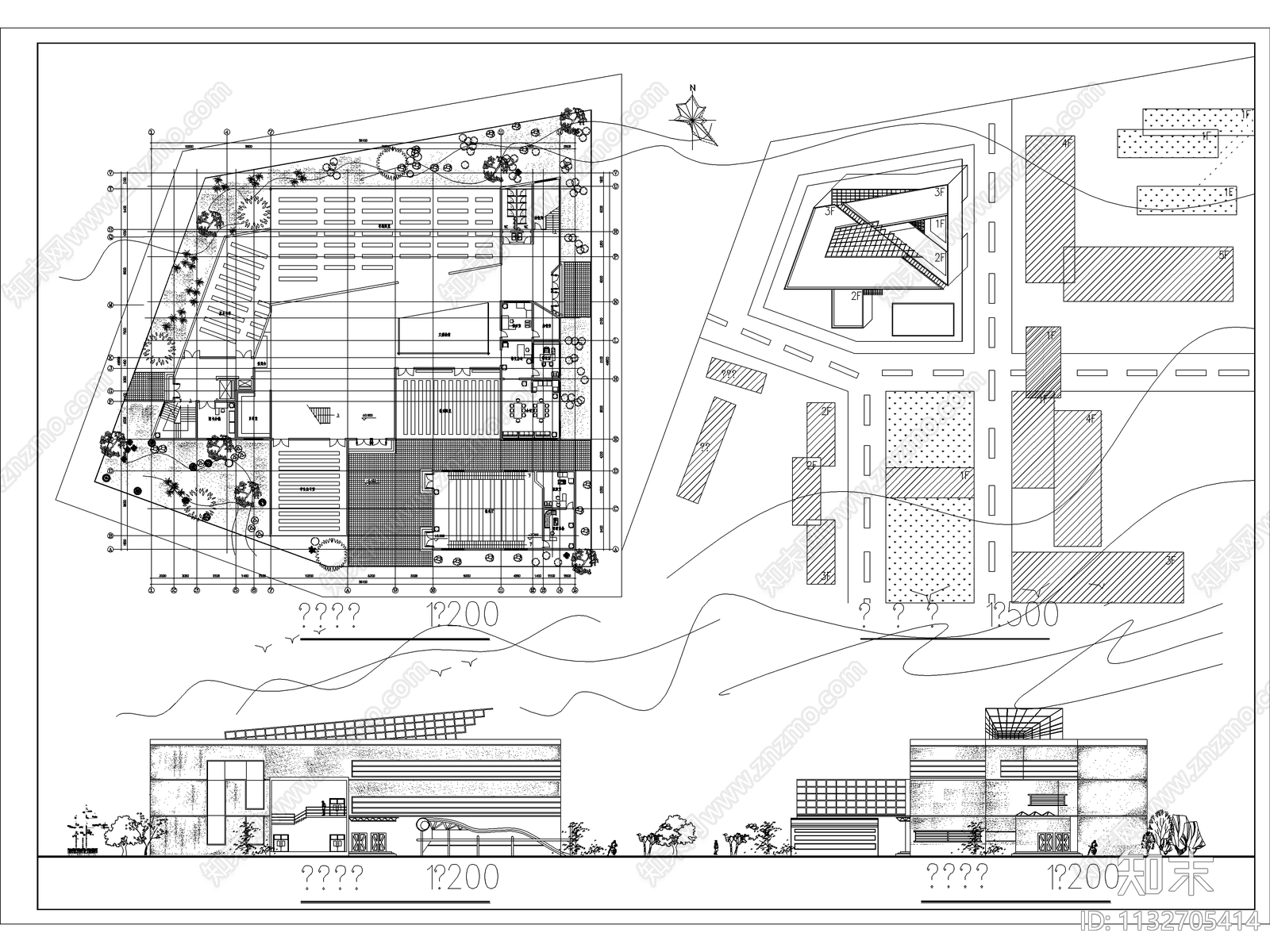 三层图书馆建筑cad施工图下载【ID:1132705414】