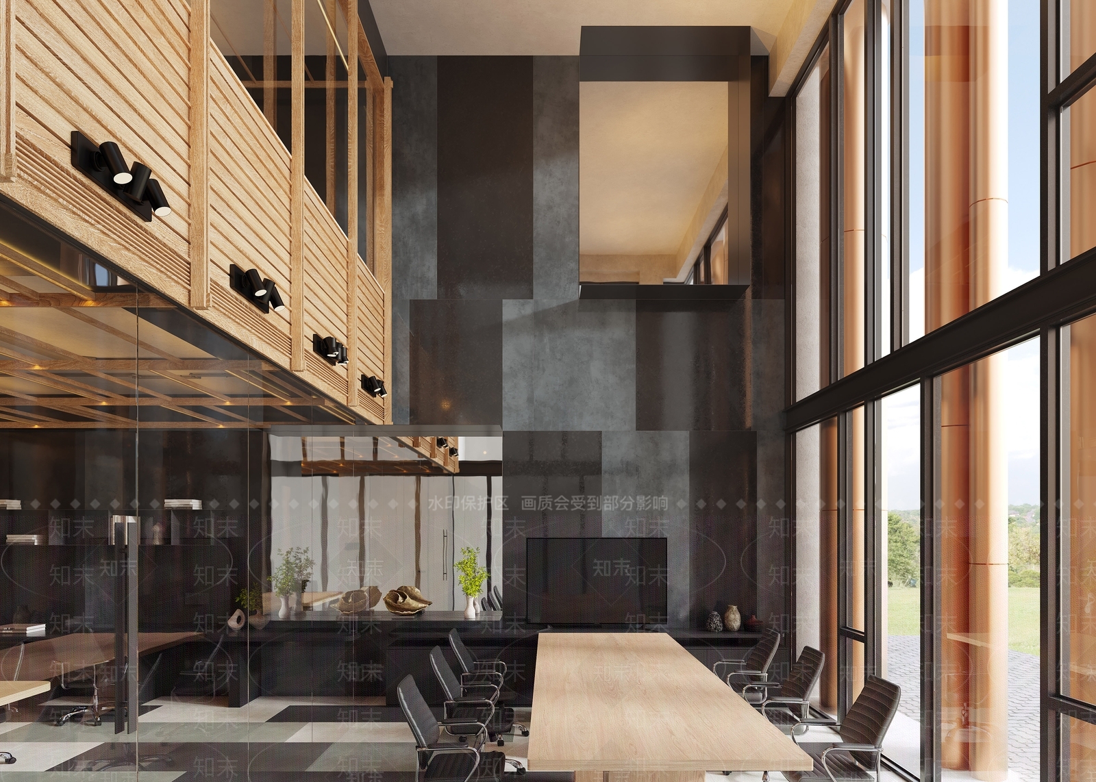 现代设计工作室跃层办公室公共办公区SU模型下载【ID:1132705727】
