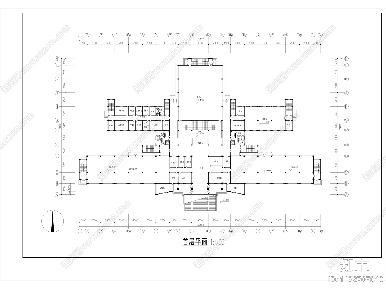 六层大学图书馆建筑cad施工图下载【ID:1132707040】